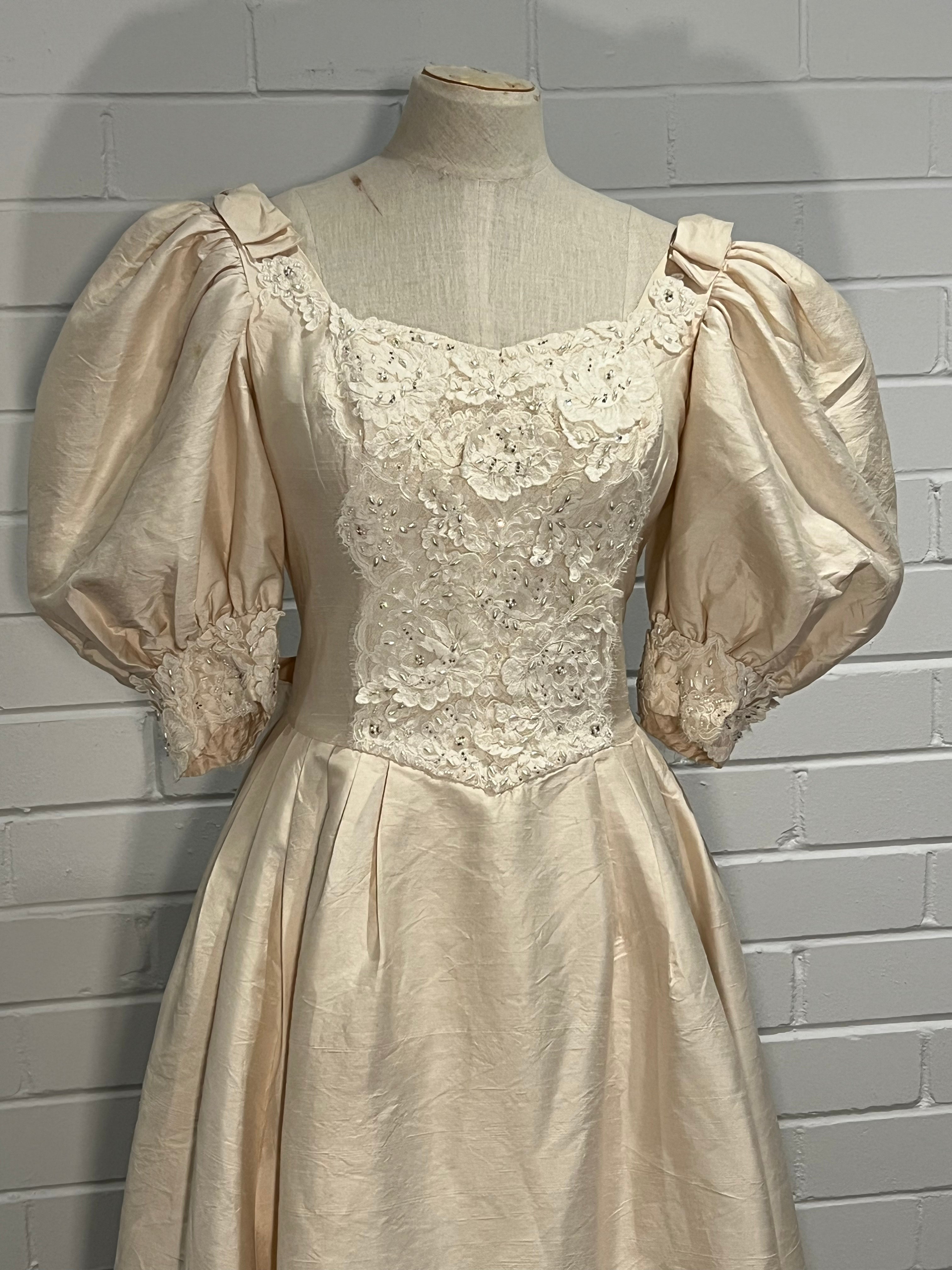 80s Taffeta Bow Detail Dress