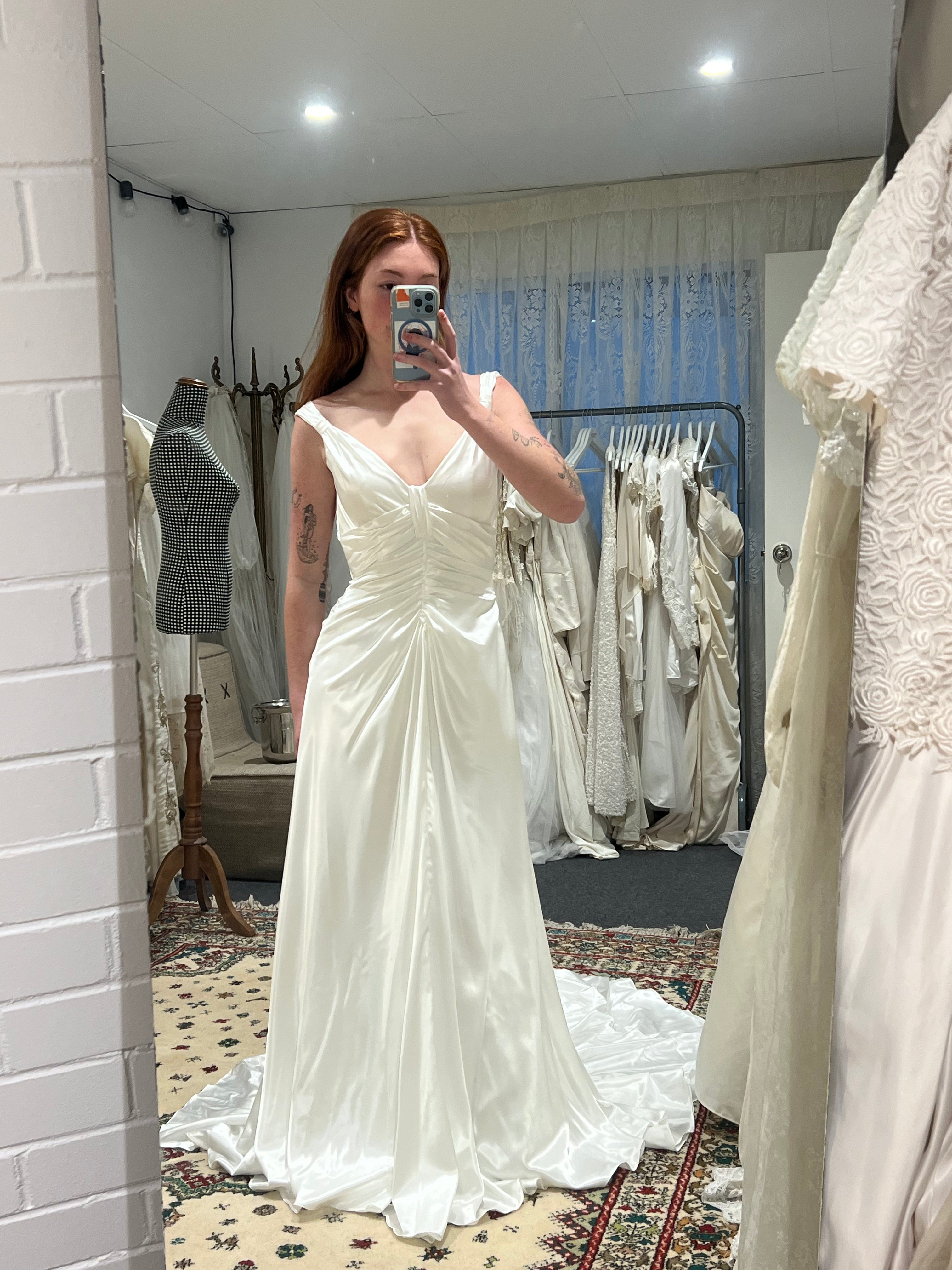 90s Silk Draped Backless Dress