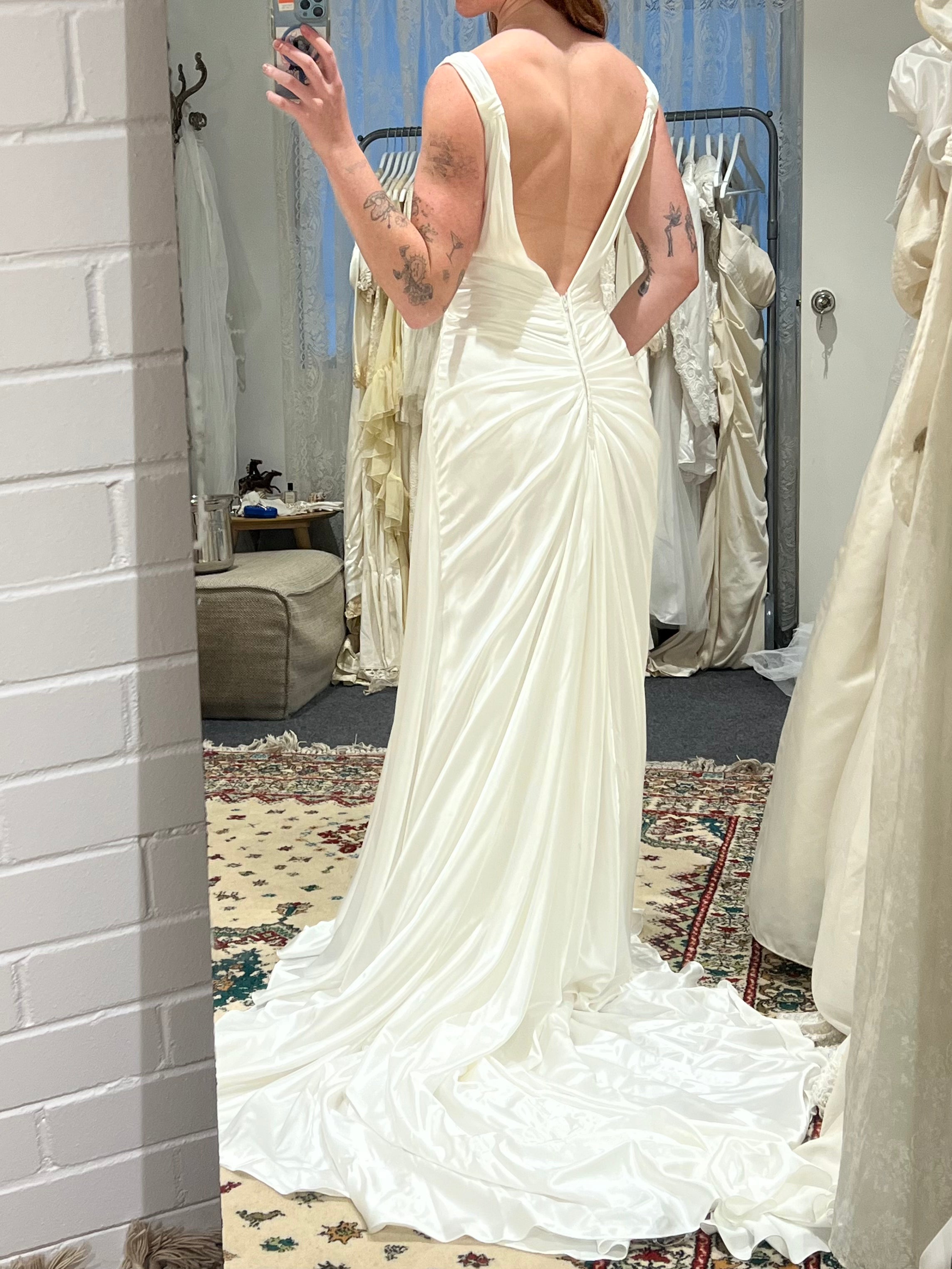90s Silk Draped Backless Dress