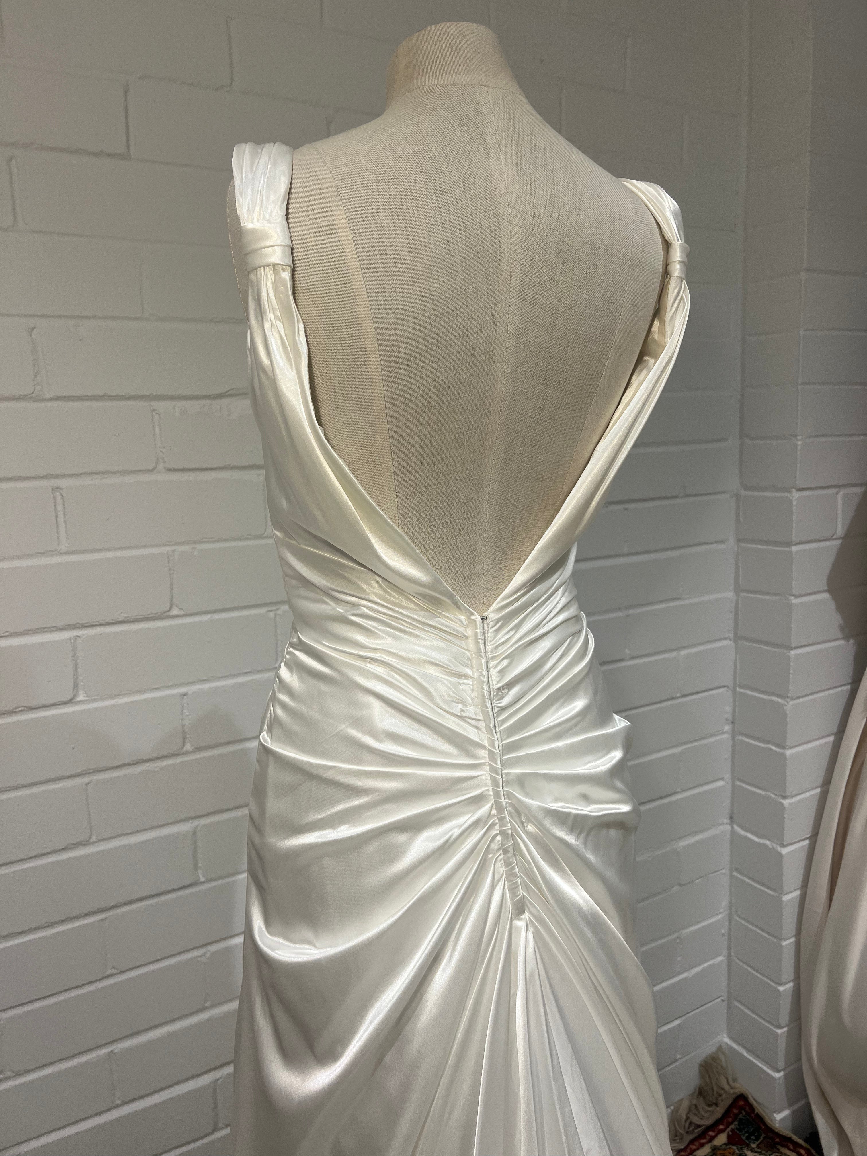 90s Silk Draped Backless Dress