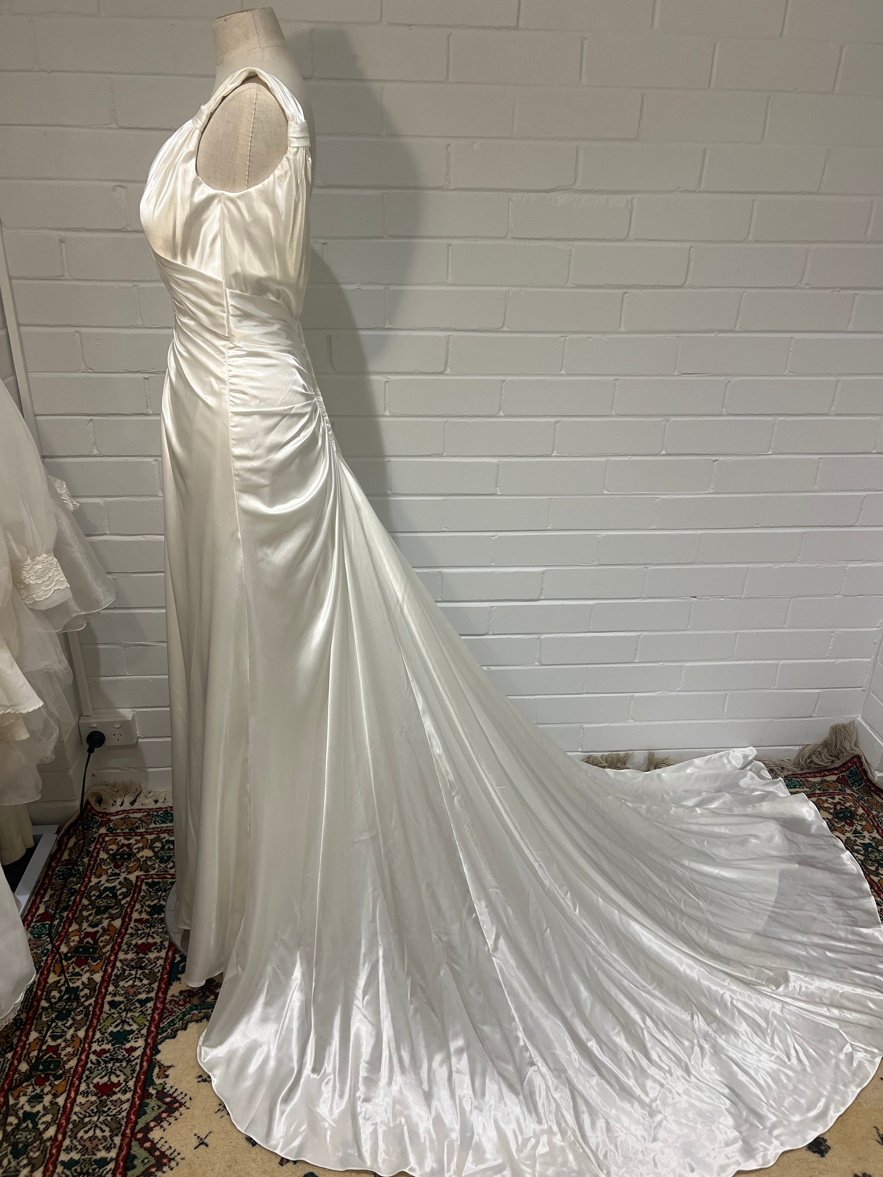 90s Silk Draped Backless Dress