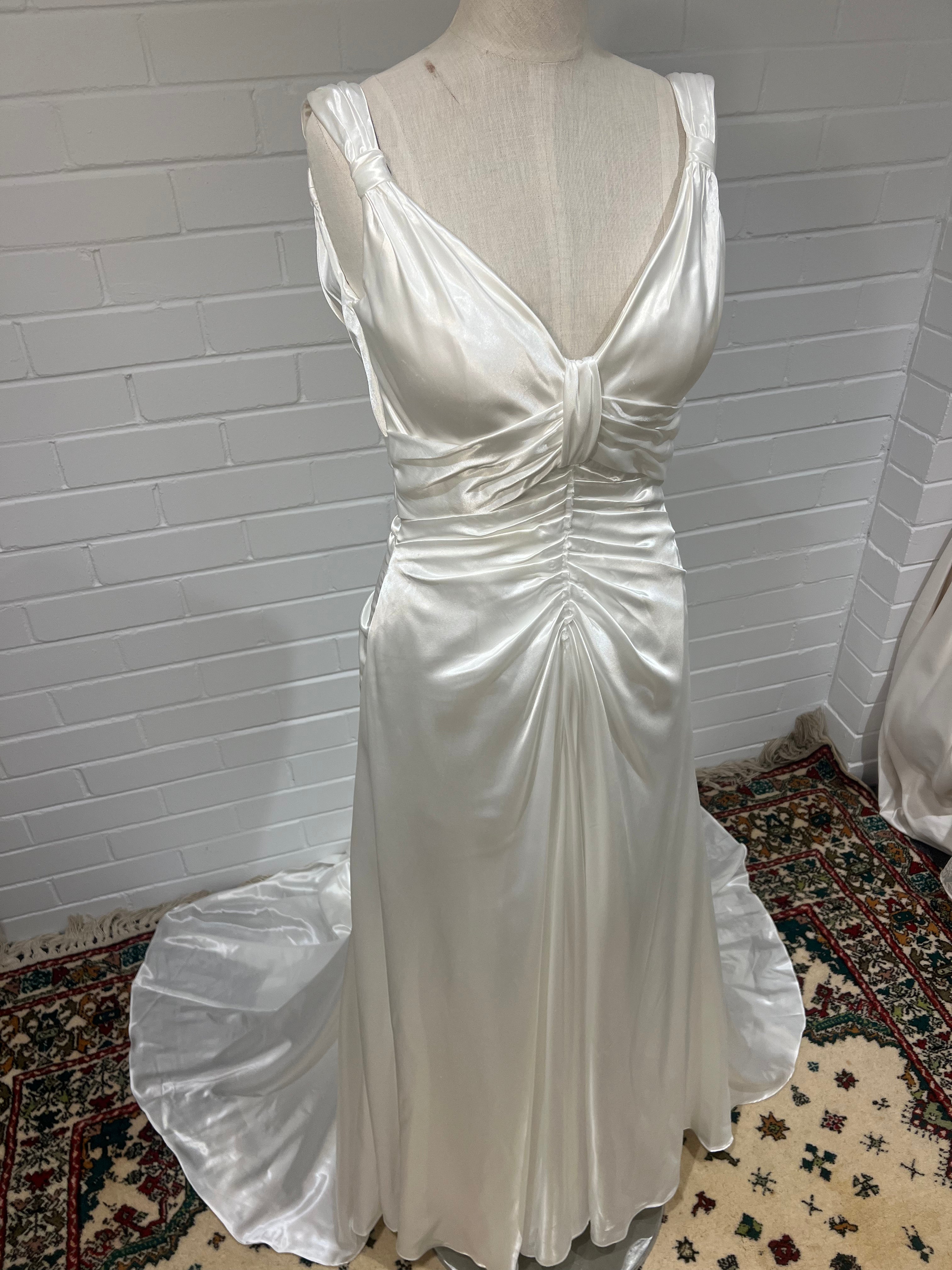 90s Silk Draped Backless Dress