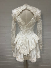 80s Short Beaded Lace Backless Dress