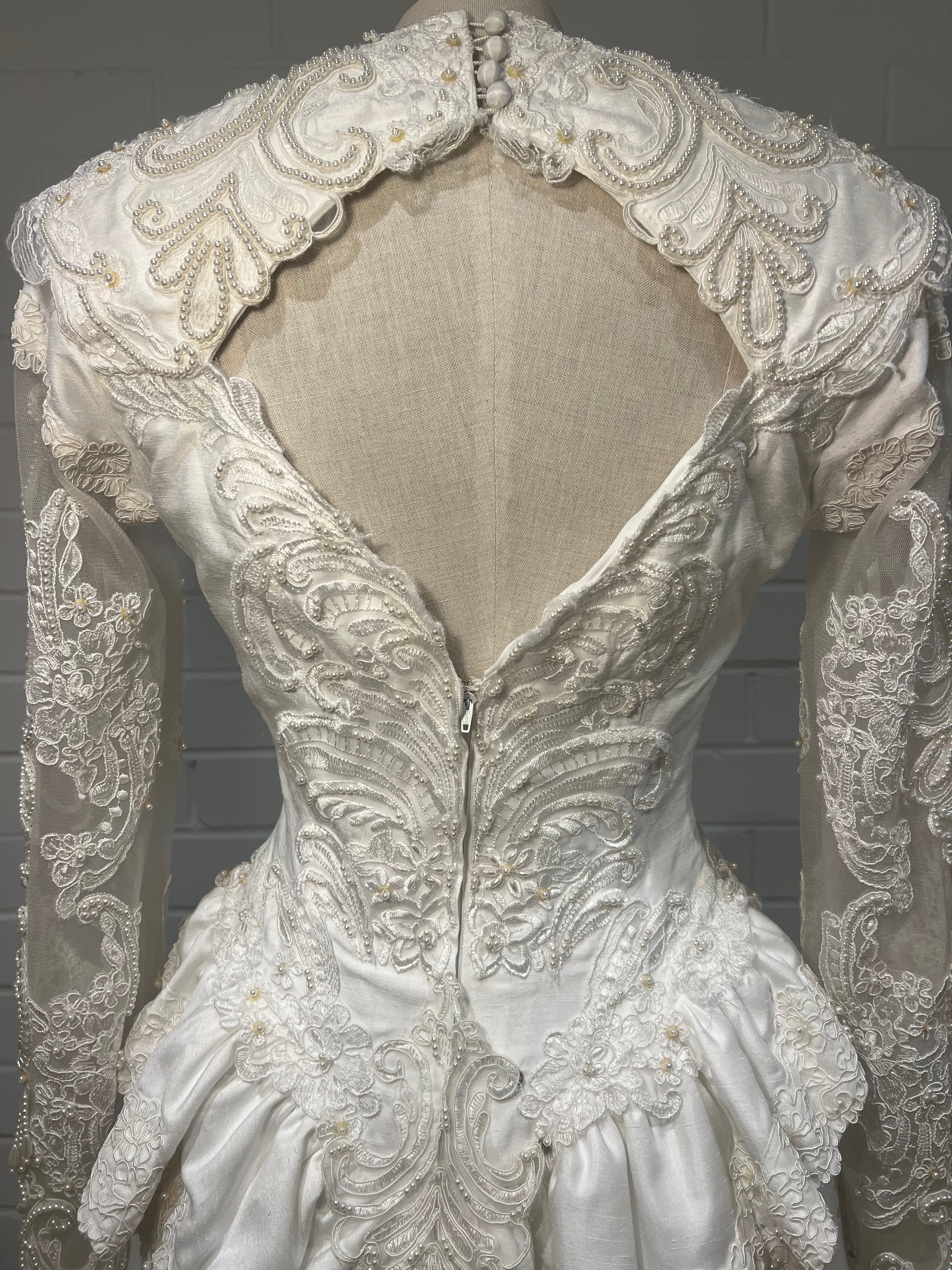 80s Short Beaded Lace Backless Dress
