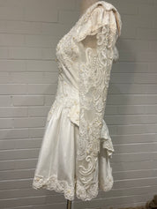 80s Short Beaded Lace Backless Dress