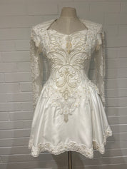 80s Short Beaded Lace Backless Dress