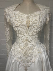 80s Short Beaded Lace Backless Dress
