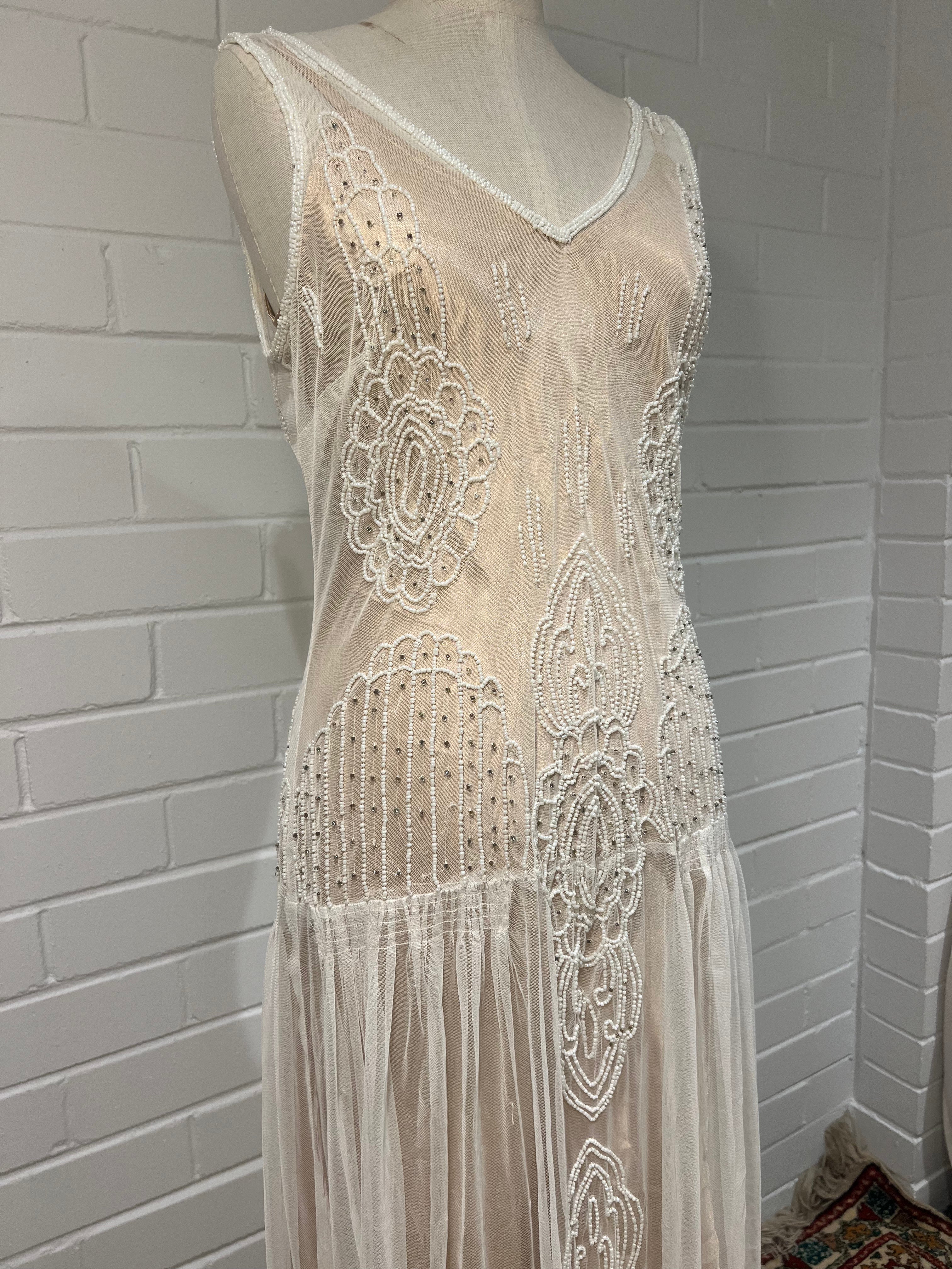 80s Beaded Flapper Dress