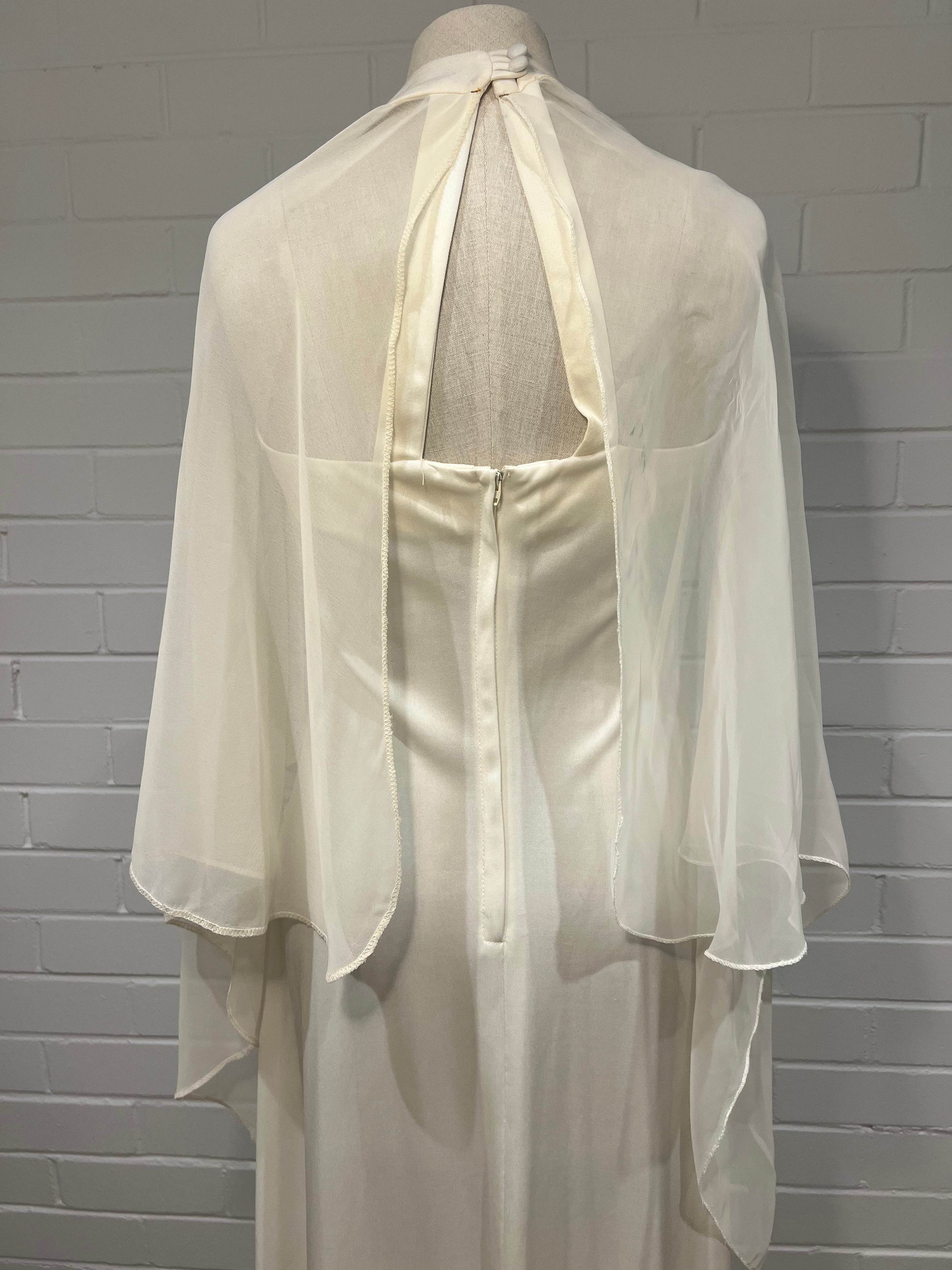 70s Art Deco Cape Sleeve Dress