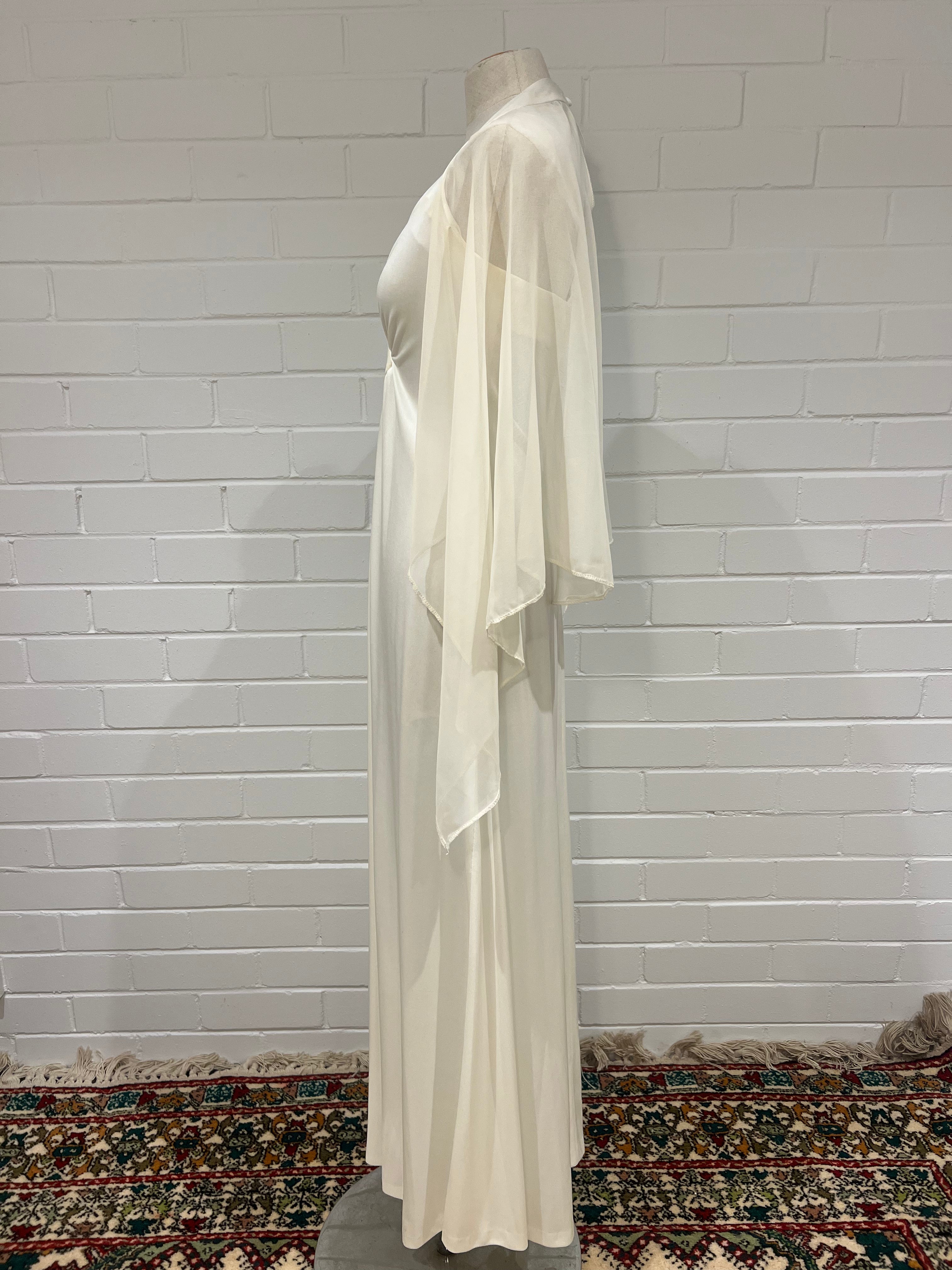 70s Art Deco Cape Sleeve Dress