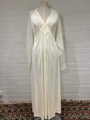 70s Art Deco Cape Sleeve Dress