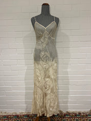 90s Akira Silk Sequin Rosette Slip