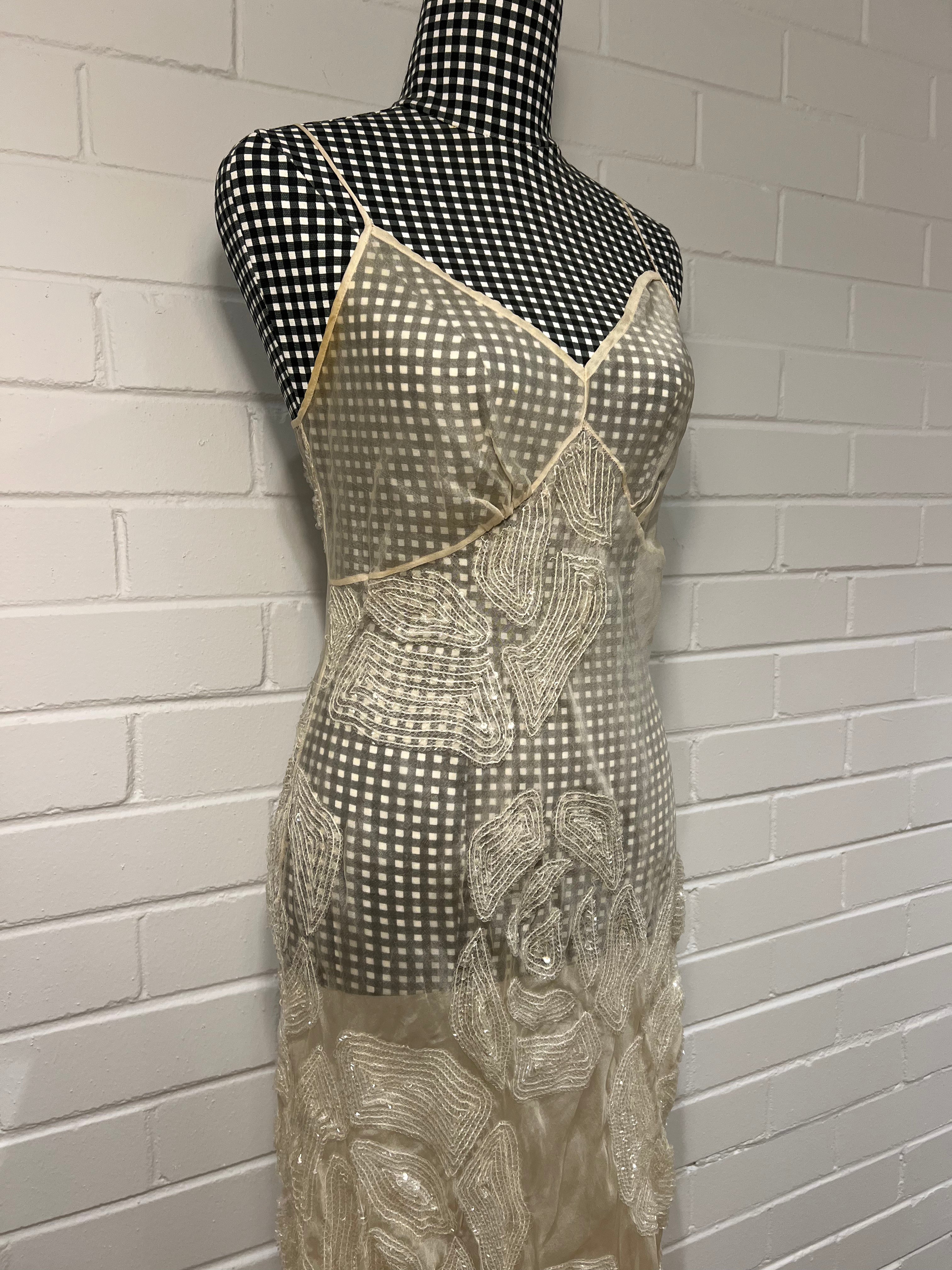 90s Akira Silk Sequin Rosette Slip