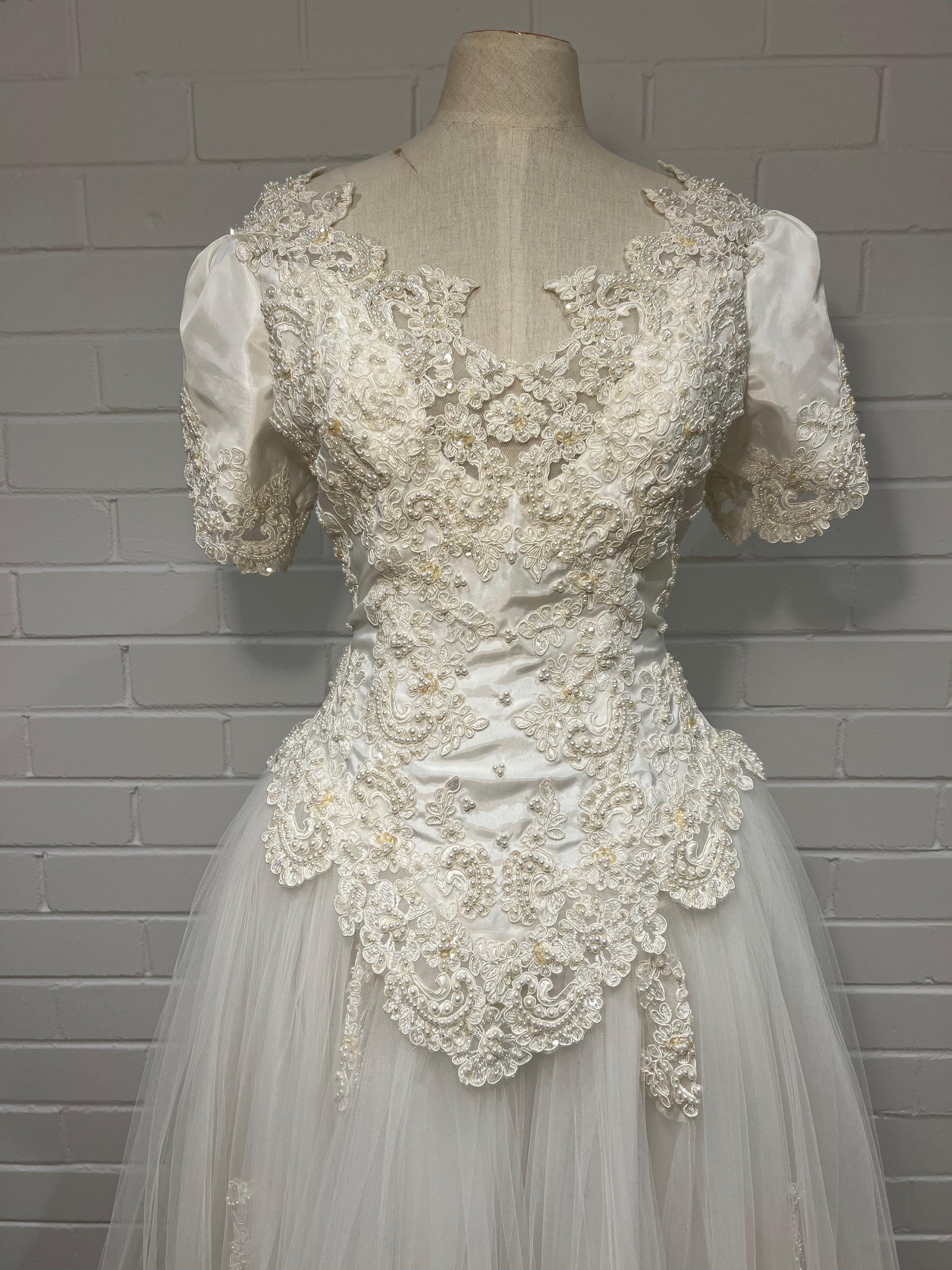 80s Tea Length Tulle Skirt Dress