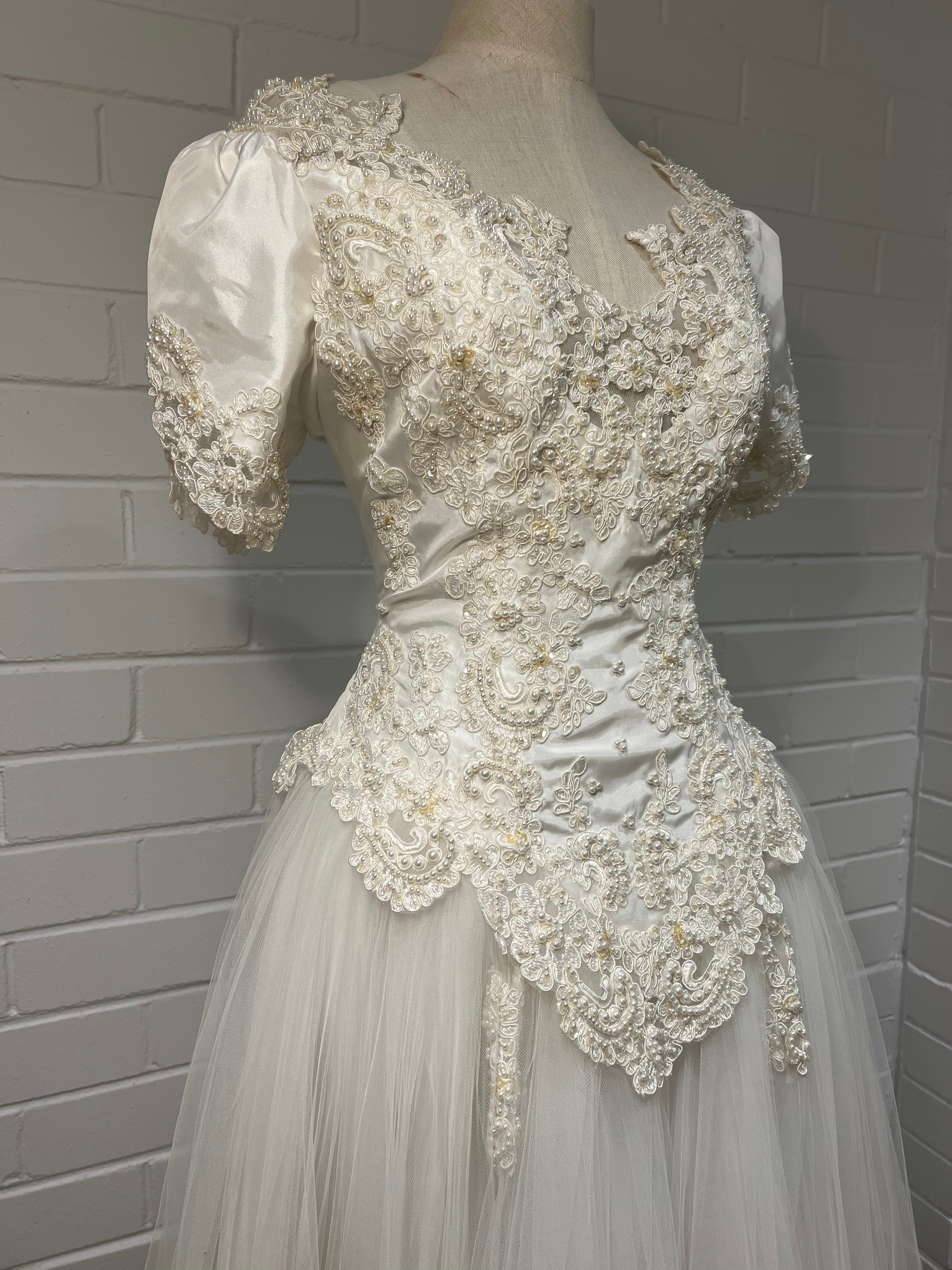 80s Tea Length Tulle Skirt Dress