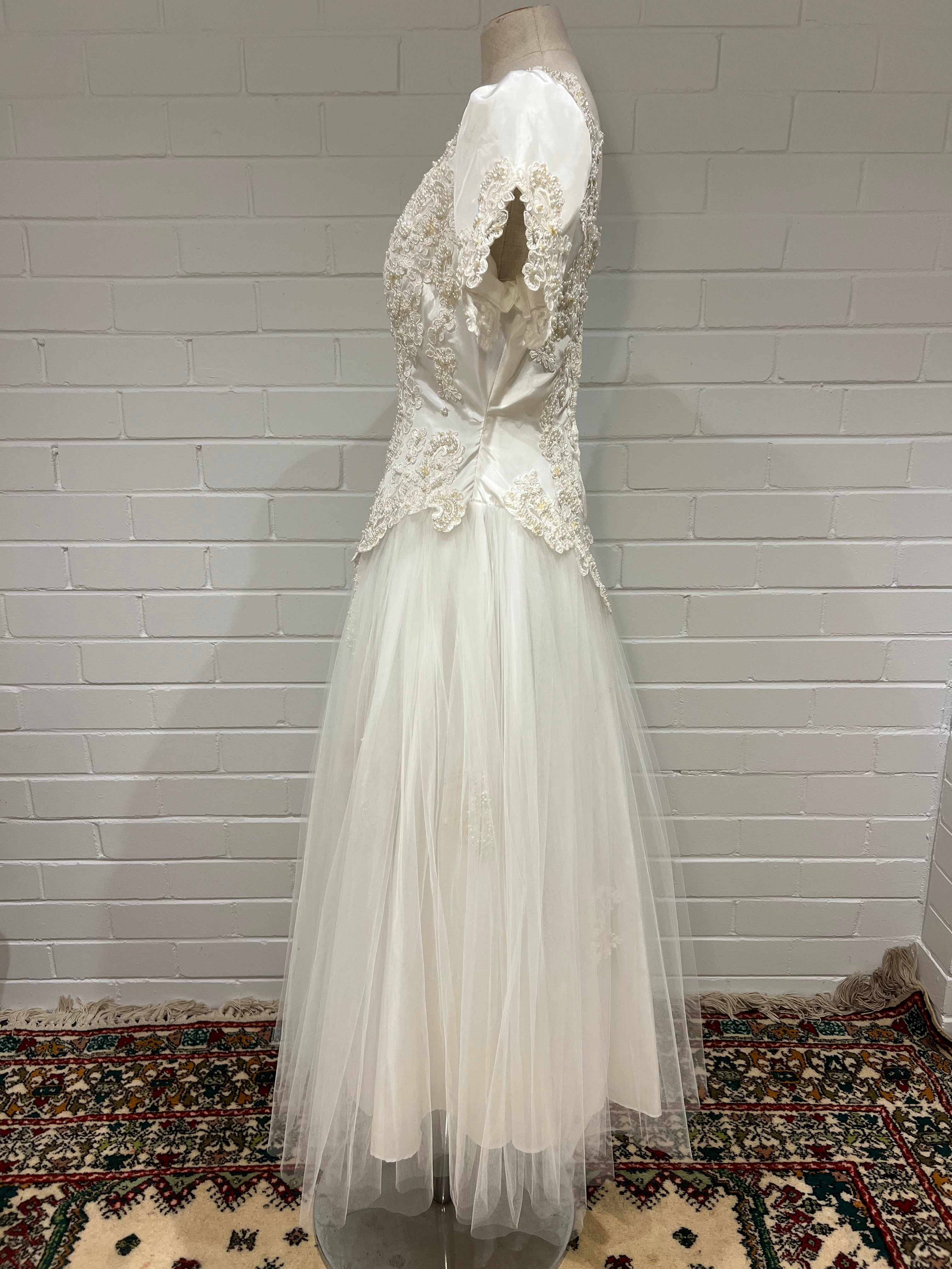 80s Tea Length Tulle Skirt Dress