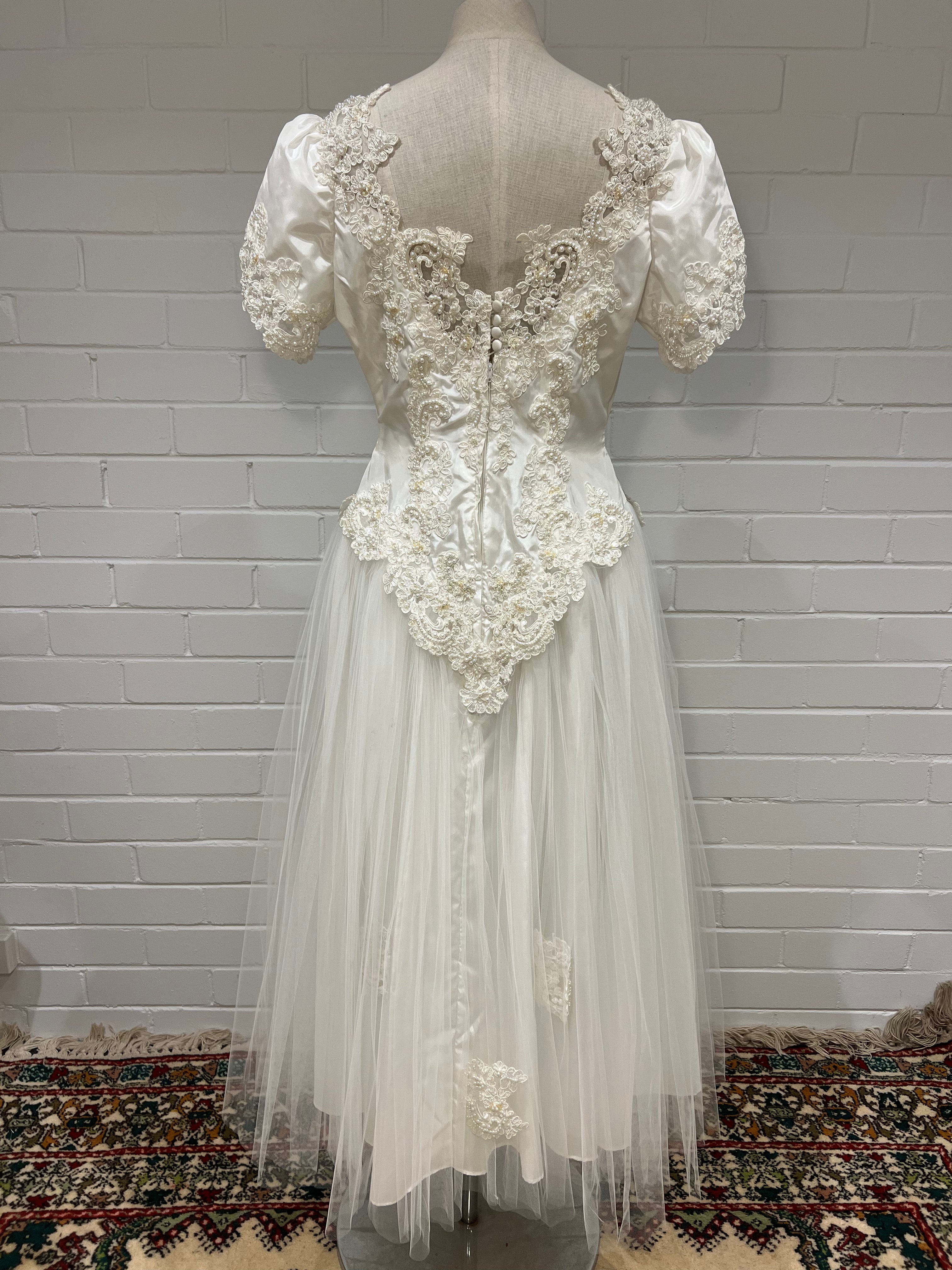 80s Tea Length Tulle Skirt Dress