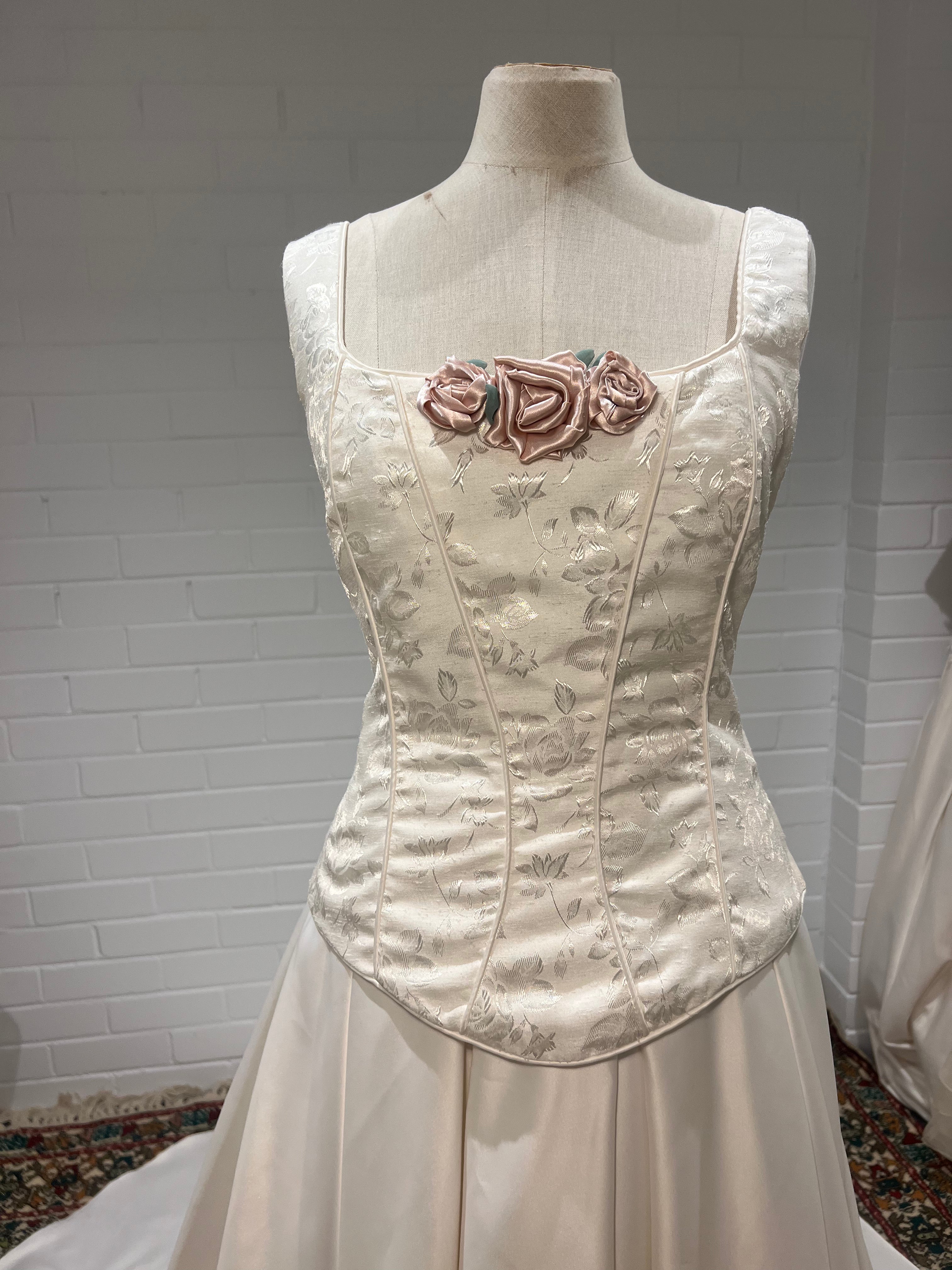 90s Embossed Corset and Satin Skirt Set