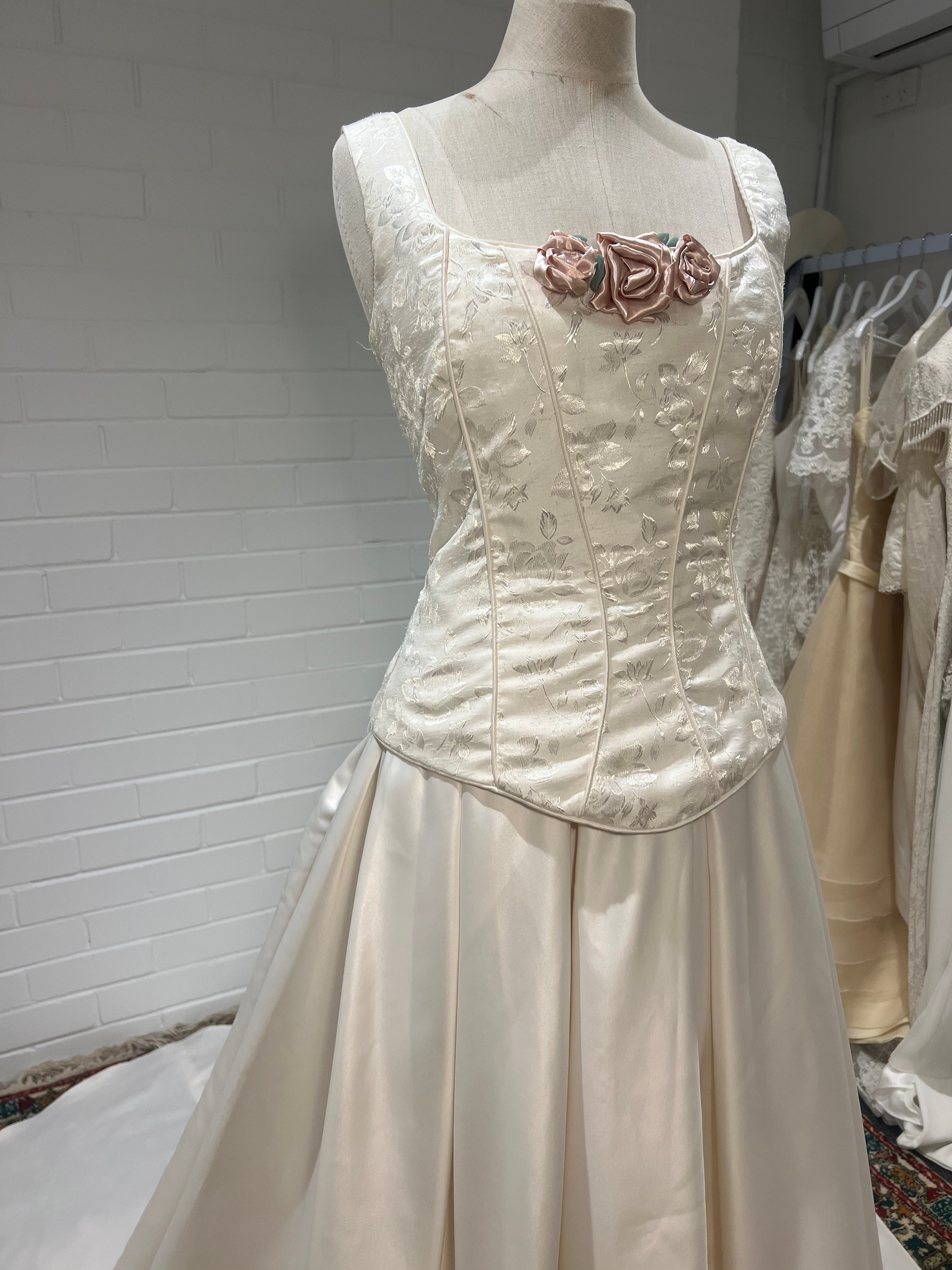 90s Embossed Corset and Satin Skirt Set