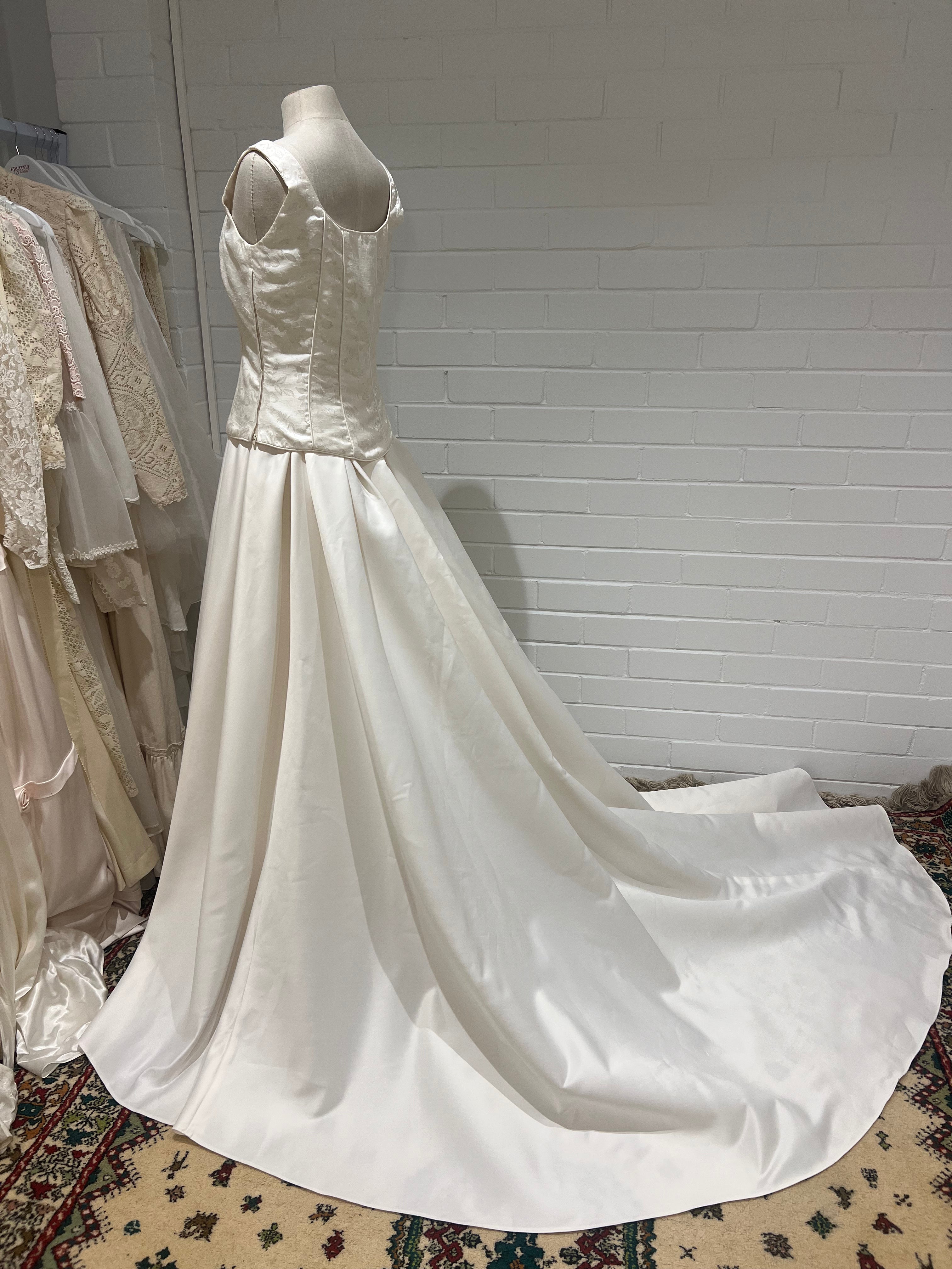 90s Embossed Corset and Satin Skirt Set