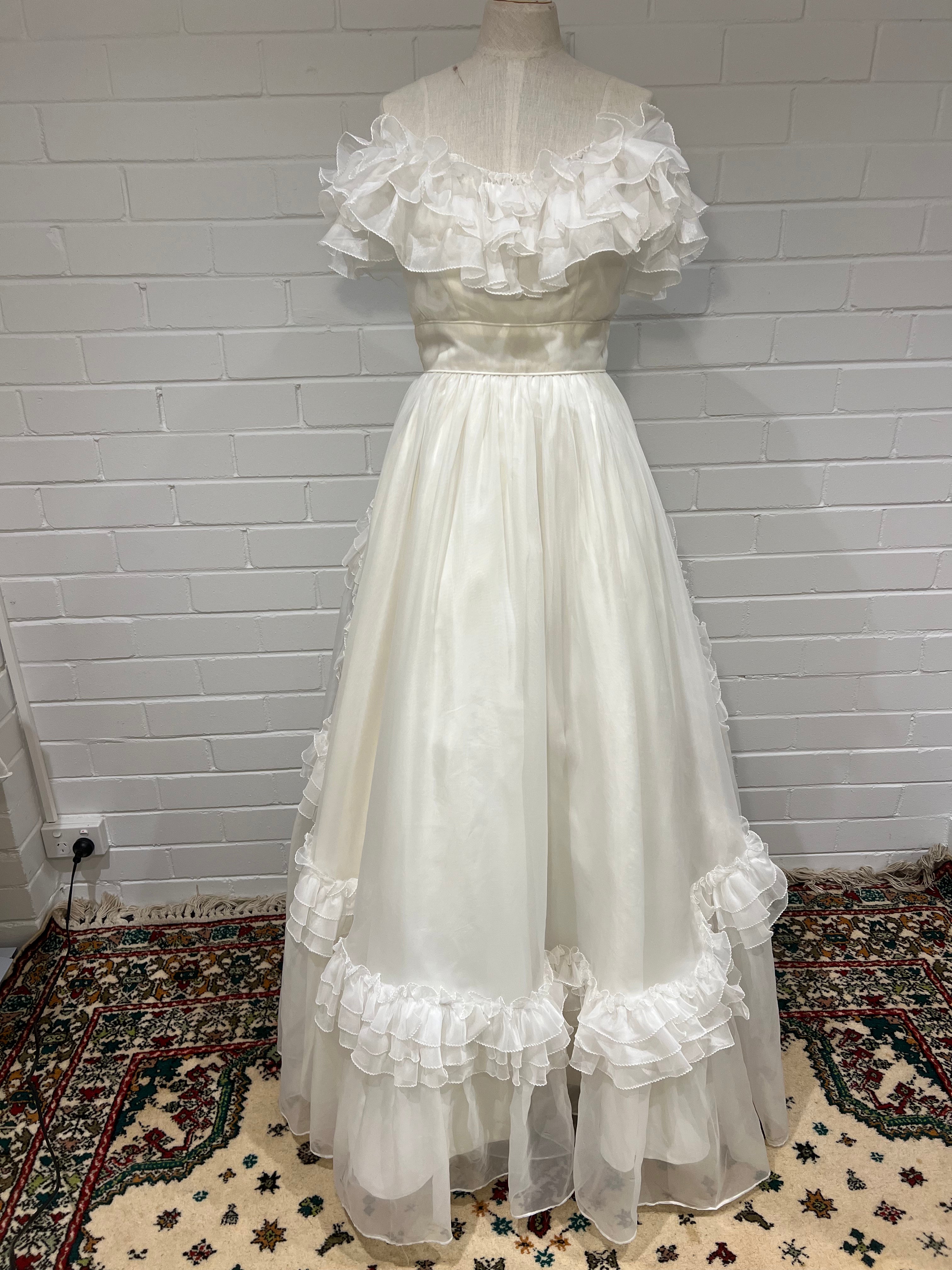 80s Off-the-shoulder Ruffle Dress