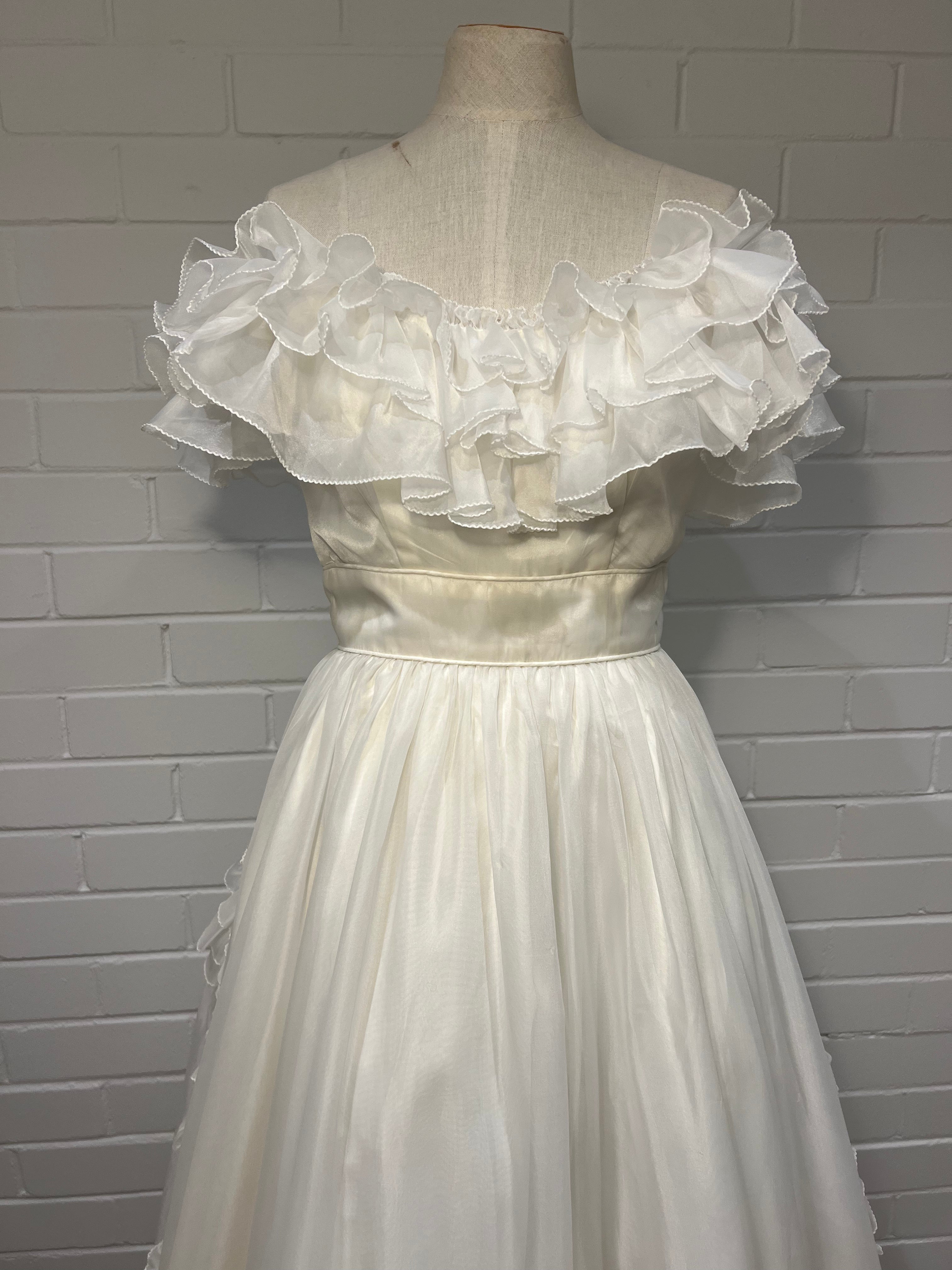 80s Off-the-shoulder Ruffle Dress