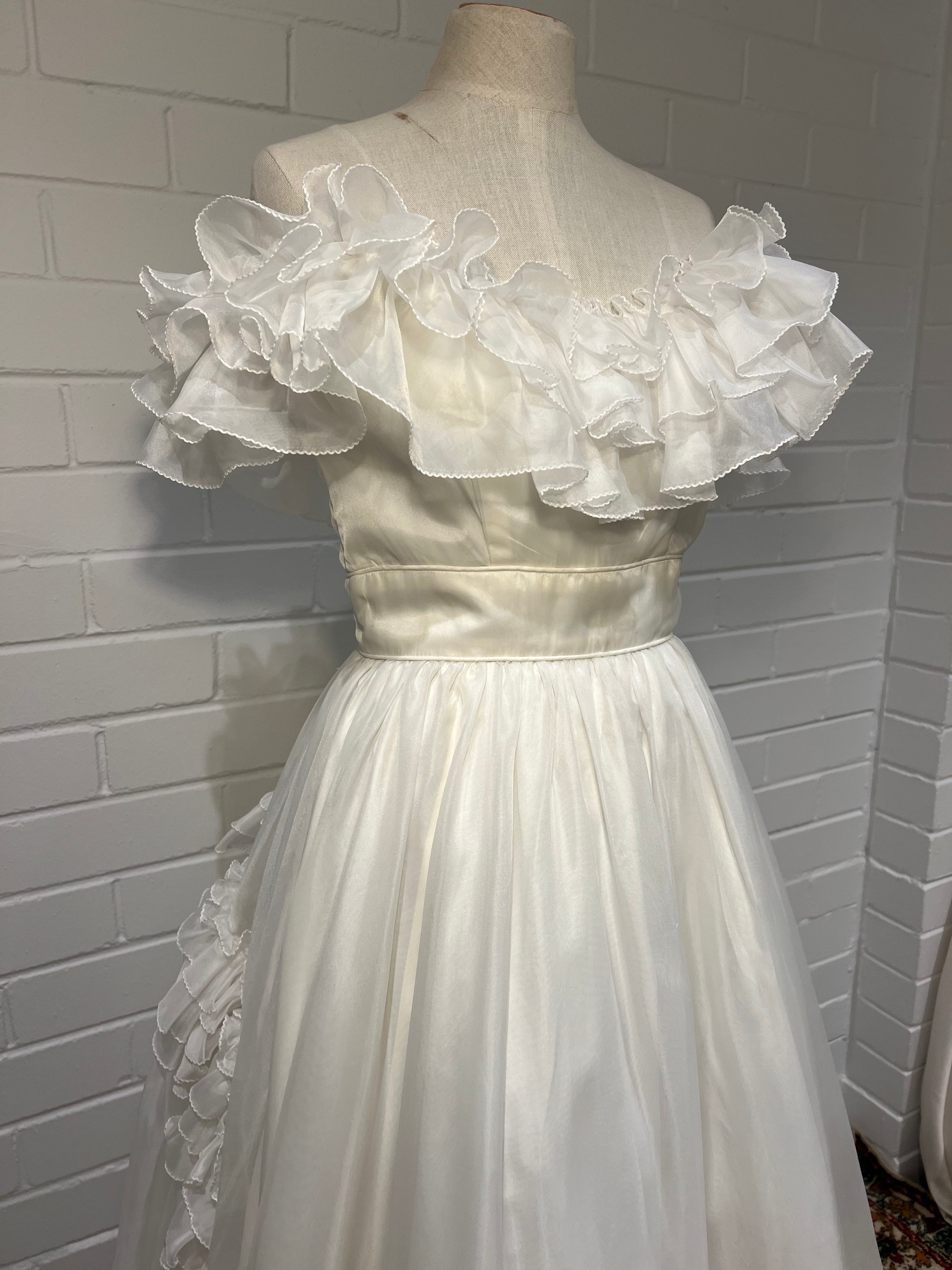 80s Off-the-shoulder Ruffle Dress