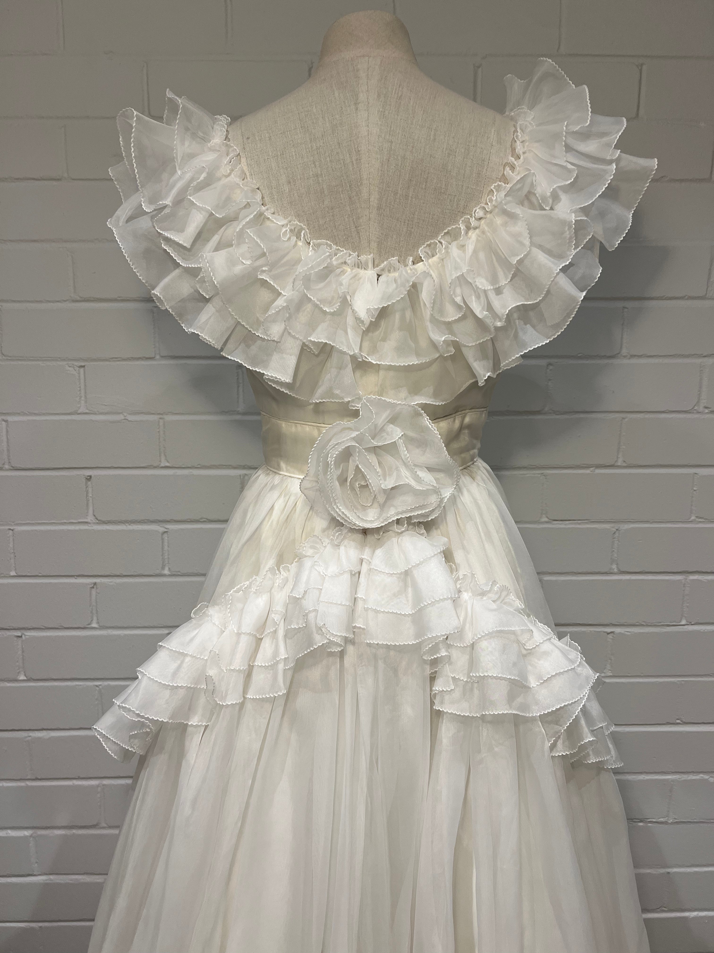 80s Off-the-shoulder Ruffle Dress