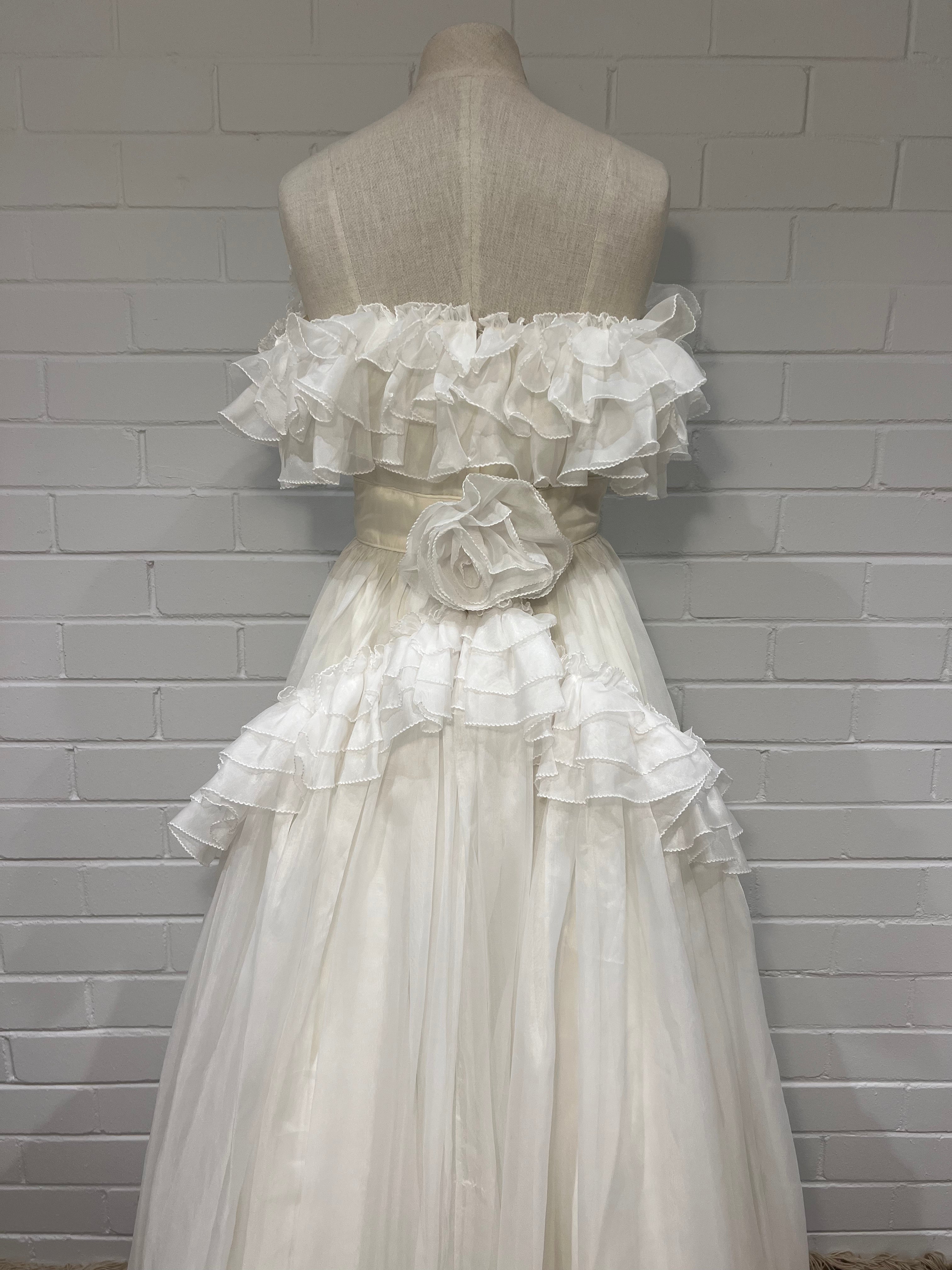 80s Off-the-shoulder Ruffle Dress