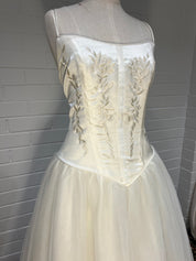 90s Embroidered Corset Tulle Skirt Dress