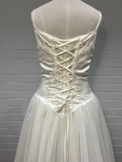 90s Embroidered Corset Tulle Skirt Dress