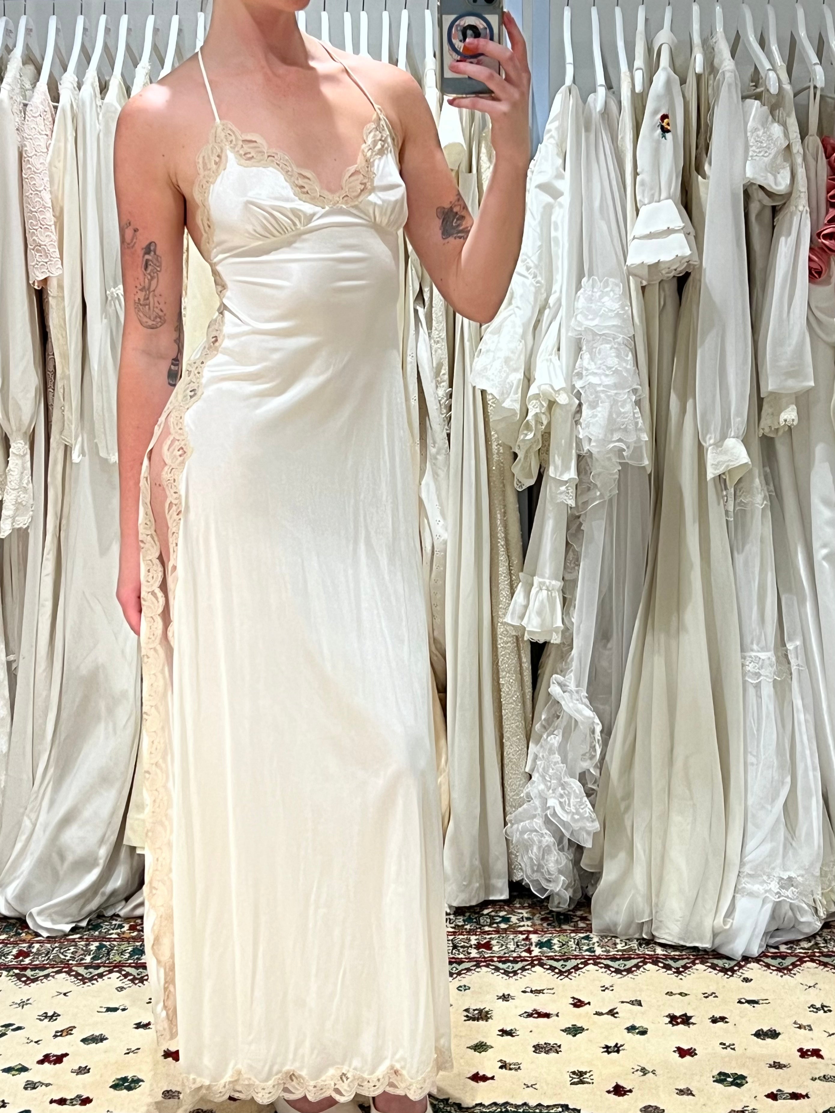 70s Cream Lace Slip and Jacket