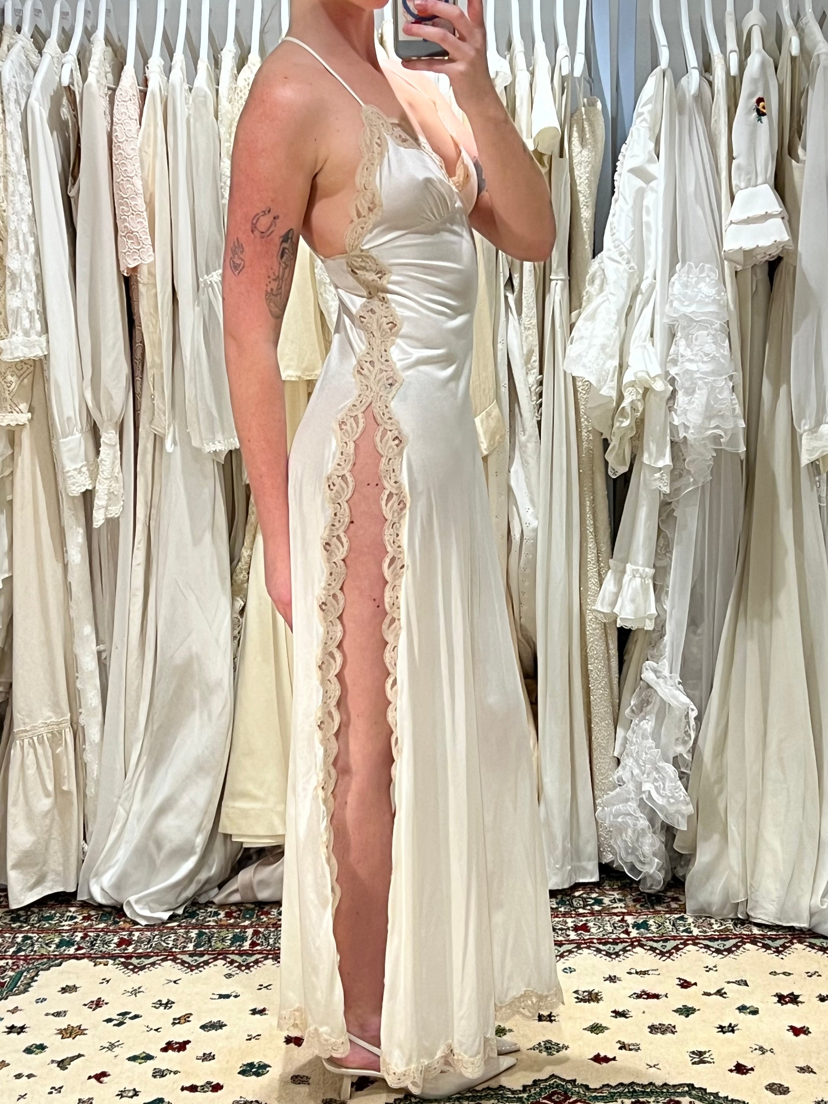 70s Cream Lace Slip and Jacket