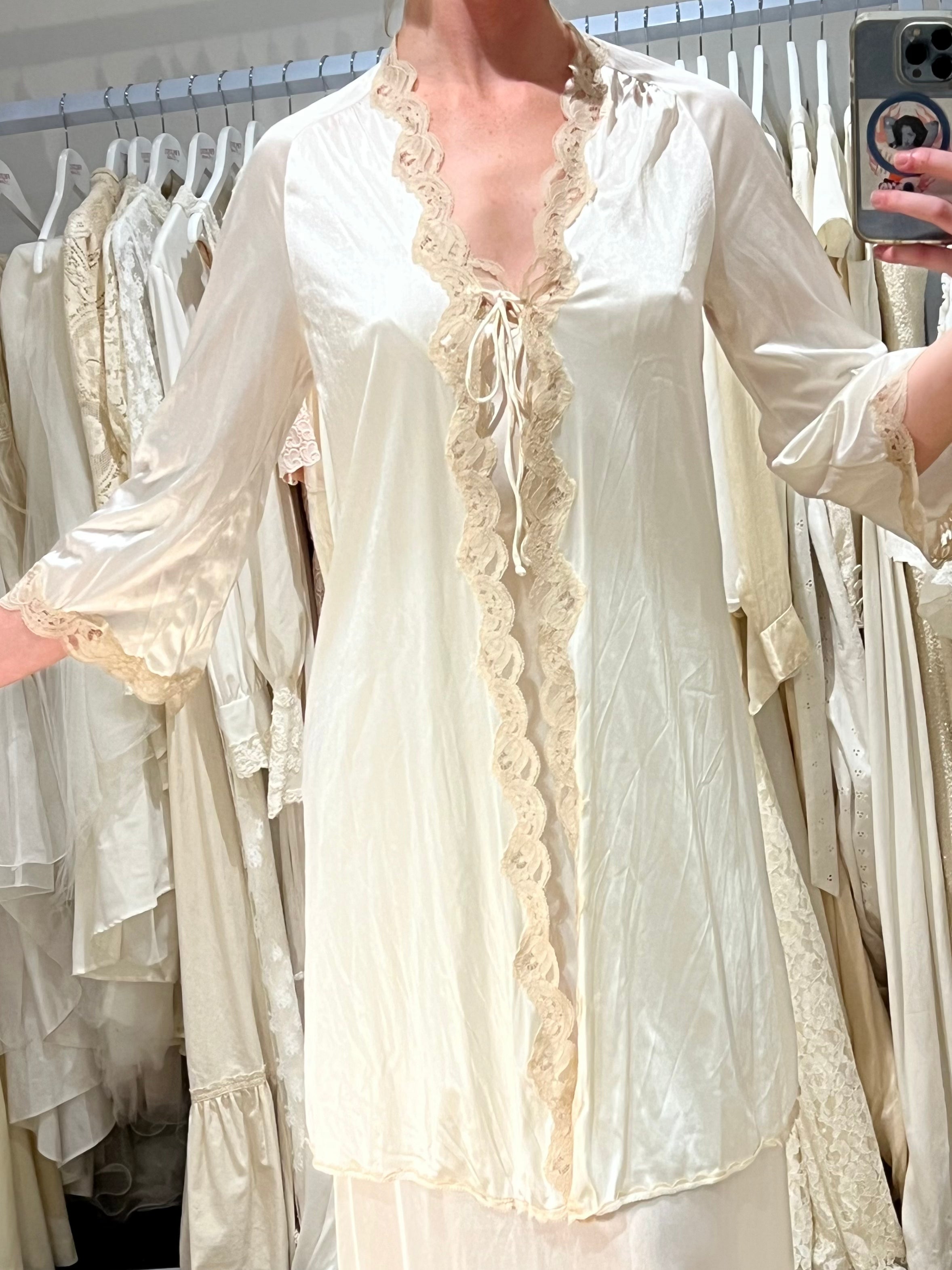 70s Cream Lace Slip and Jacket