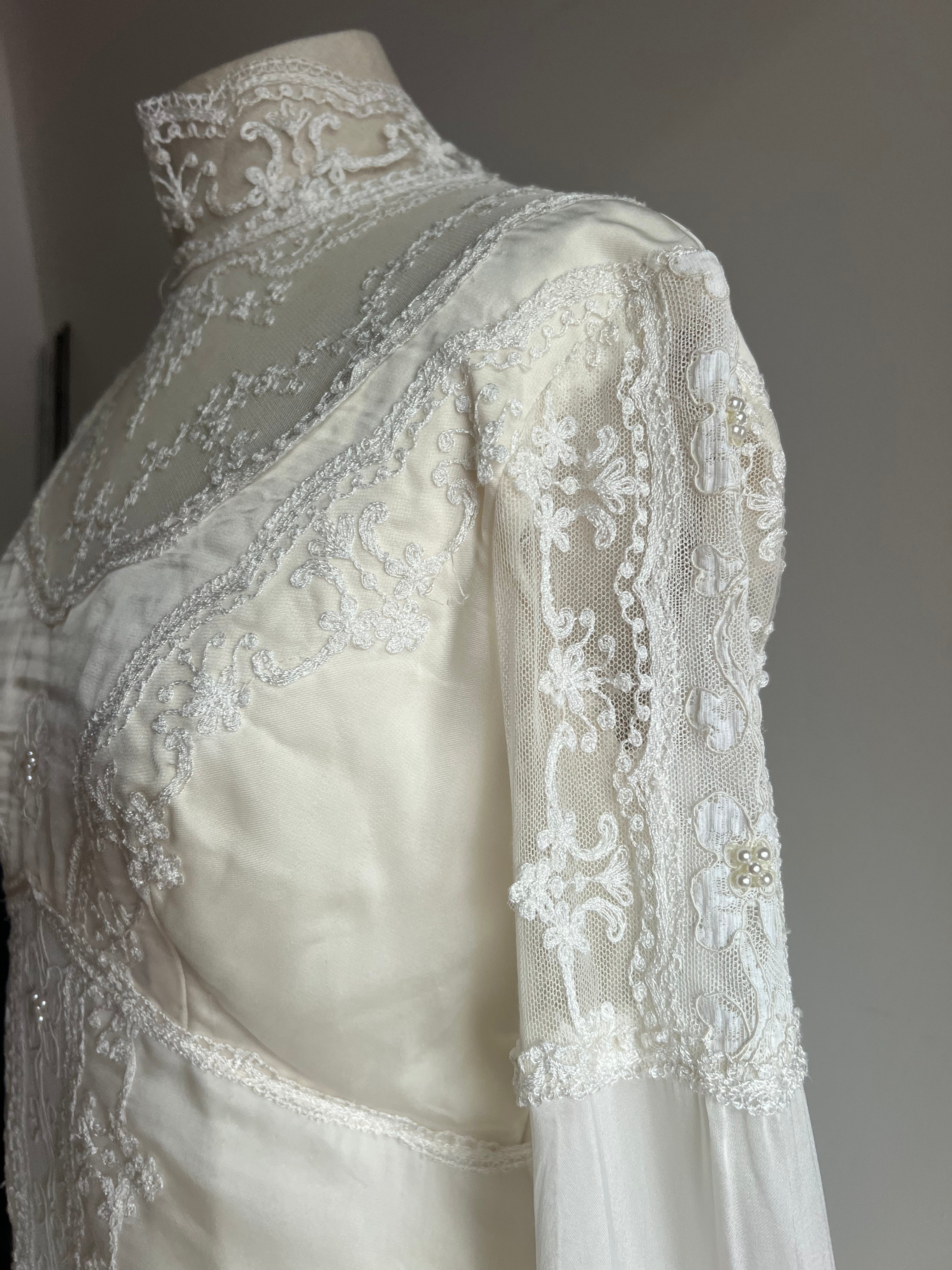 1970s Embroidered Lace Dress