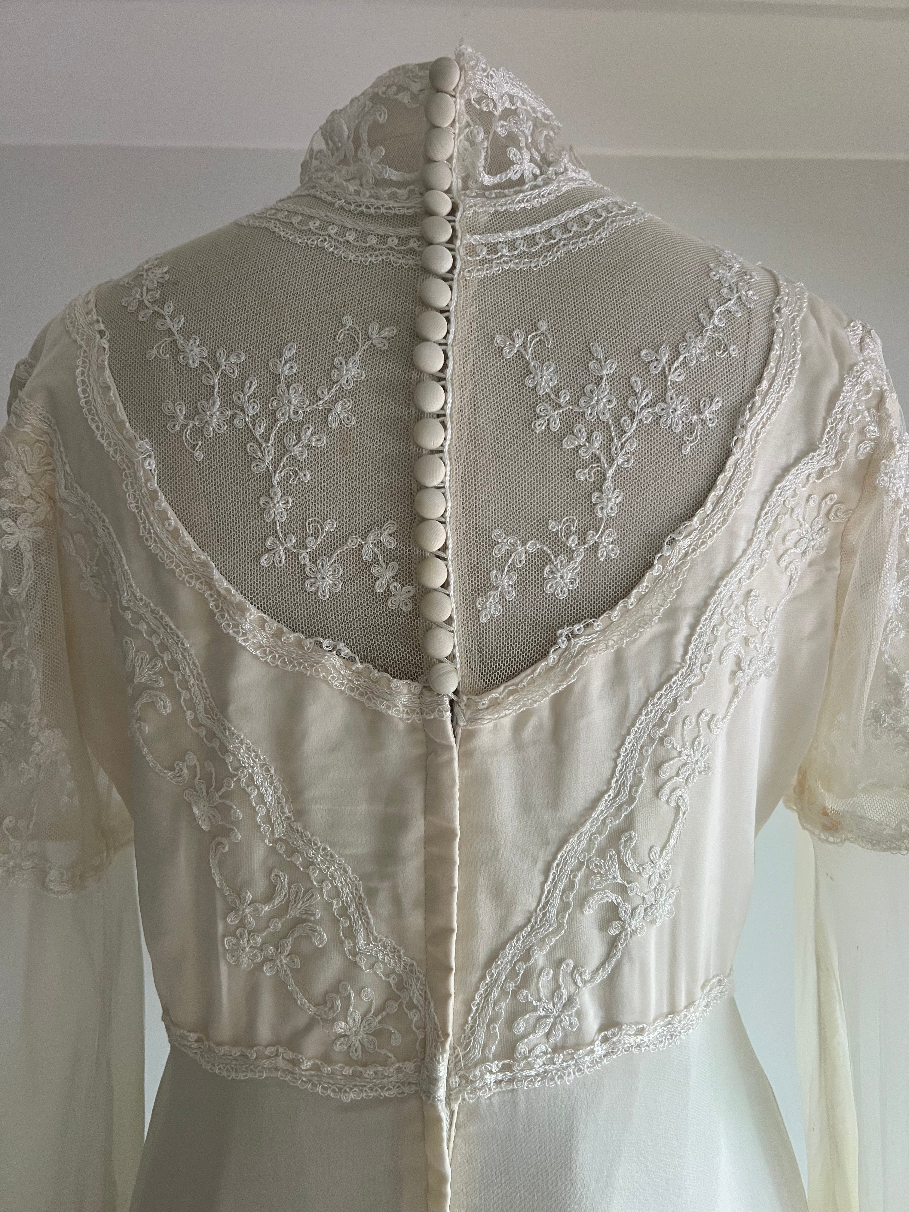 1970s Embroidered Lace Dress