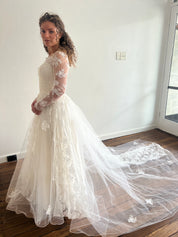 50s Lace Detail Mock-neck Ballgown