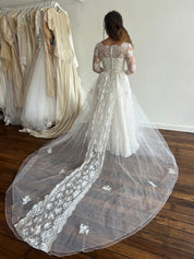 50s Lace Detail Mock-neck Ballgown