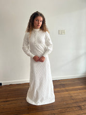 70s Broderie Anglaise Bishop Sleeve Dress