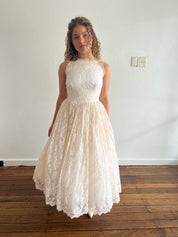 80s Chantilly Lace Tea-length Dress