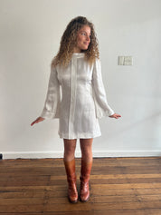 60s Silk Satin Lace Detail Mini Dress