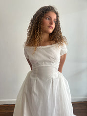 40s Silk Organza Off-the-shoulder Dress