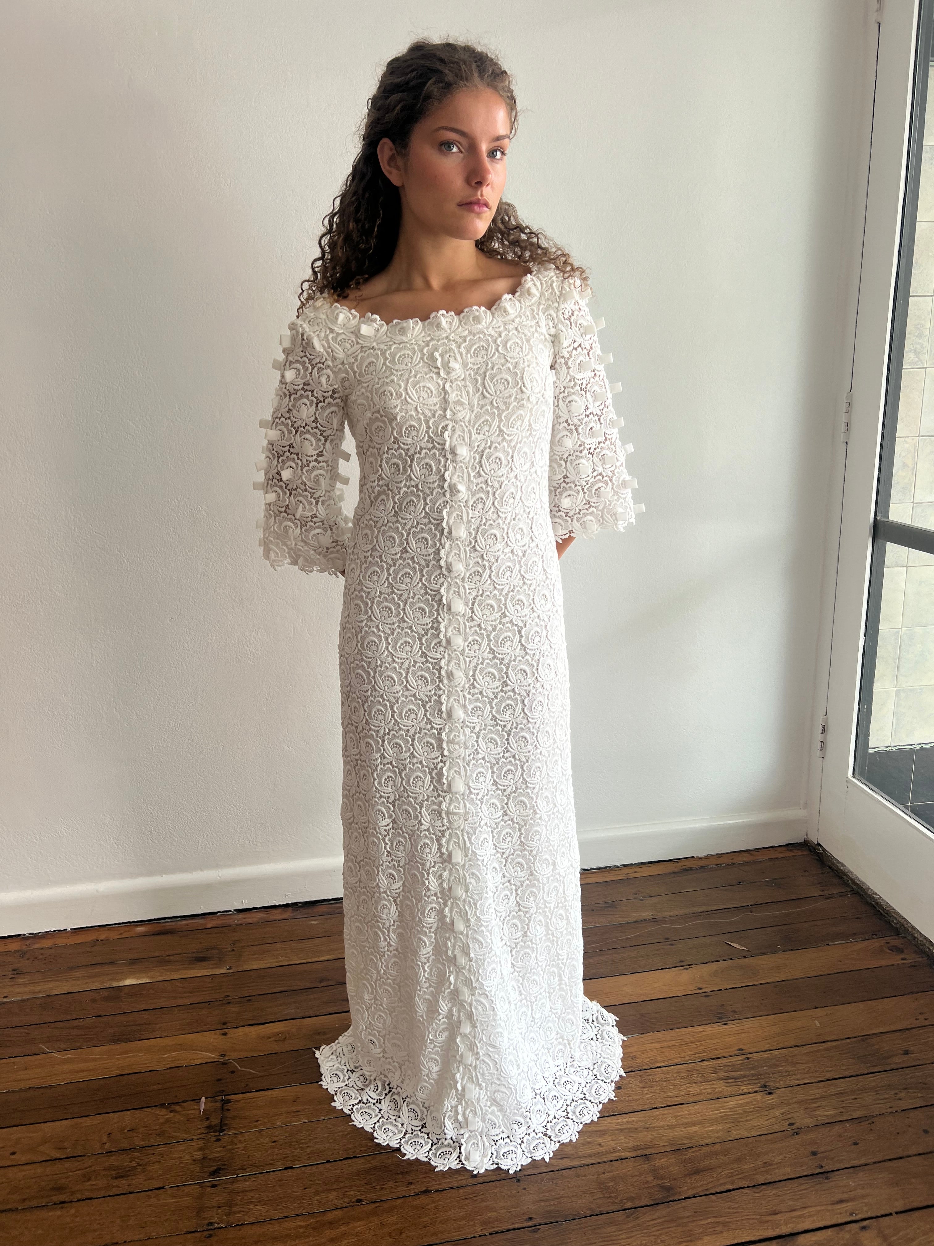 60s Guipure Lace Shift Dress