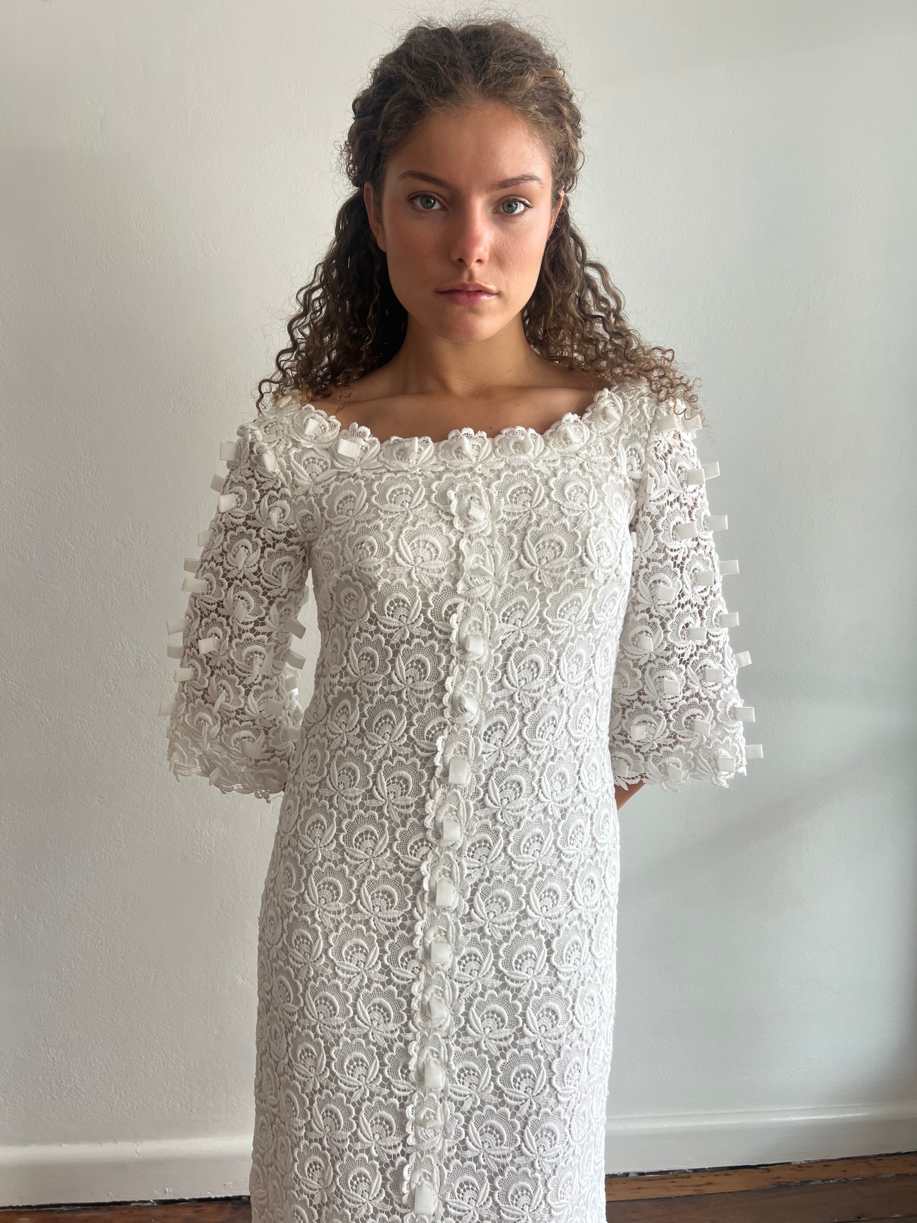 60s Guipure Lace Shift Dress