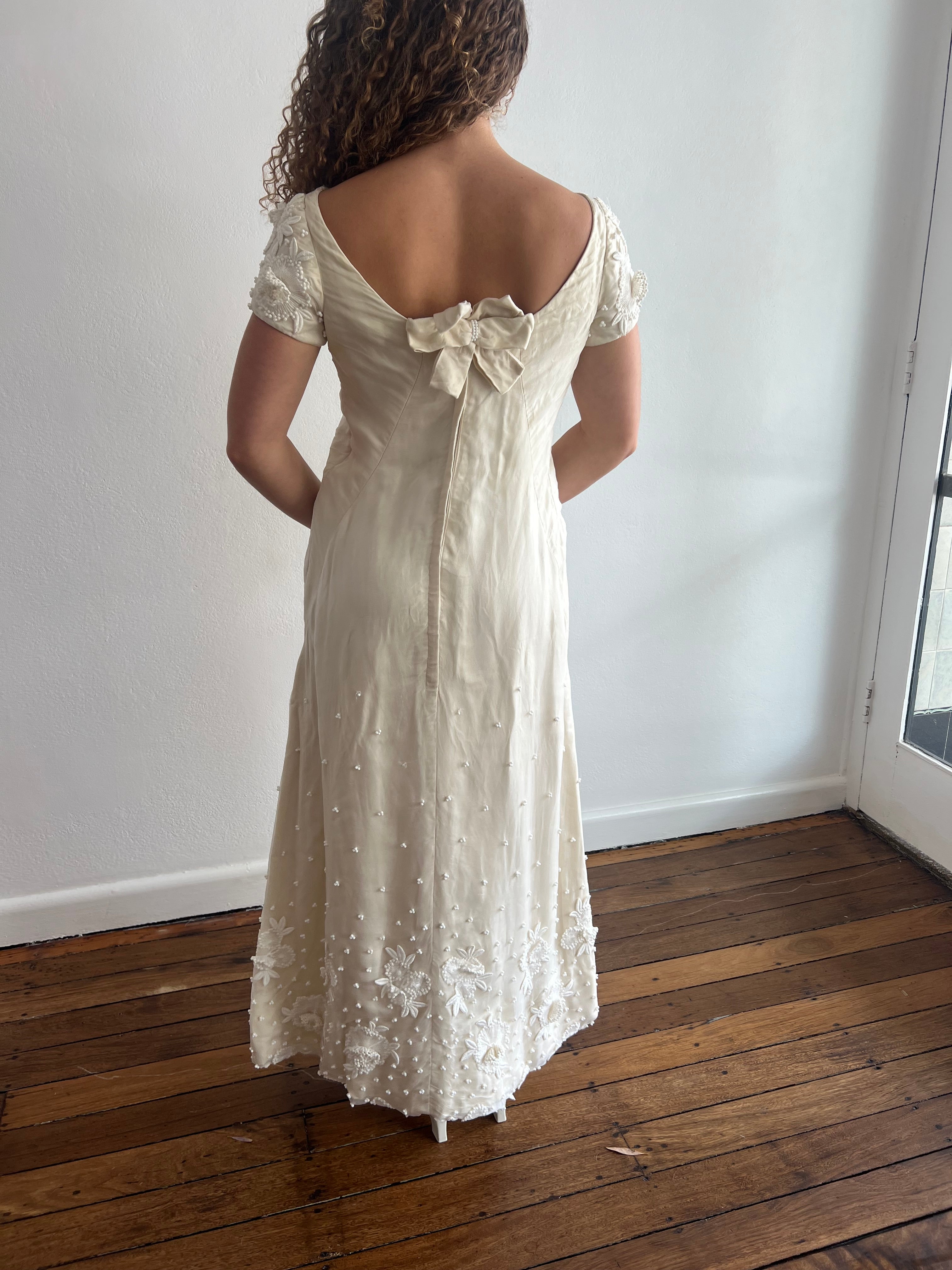 60s Priscilla of Boston Beaded Silk Organza Shift Dress