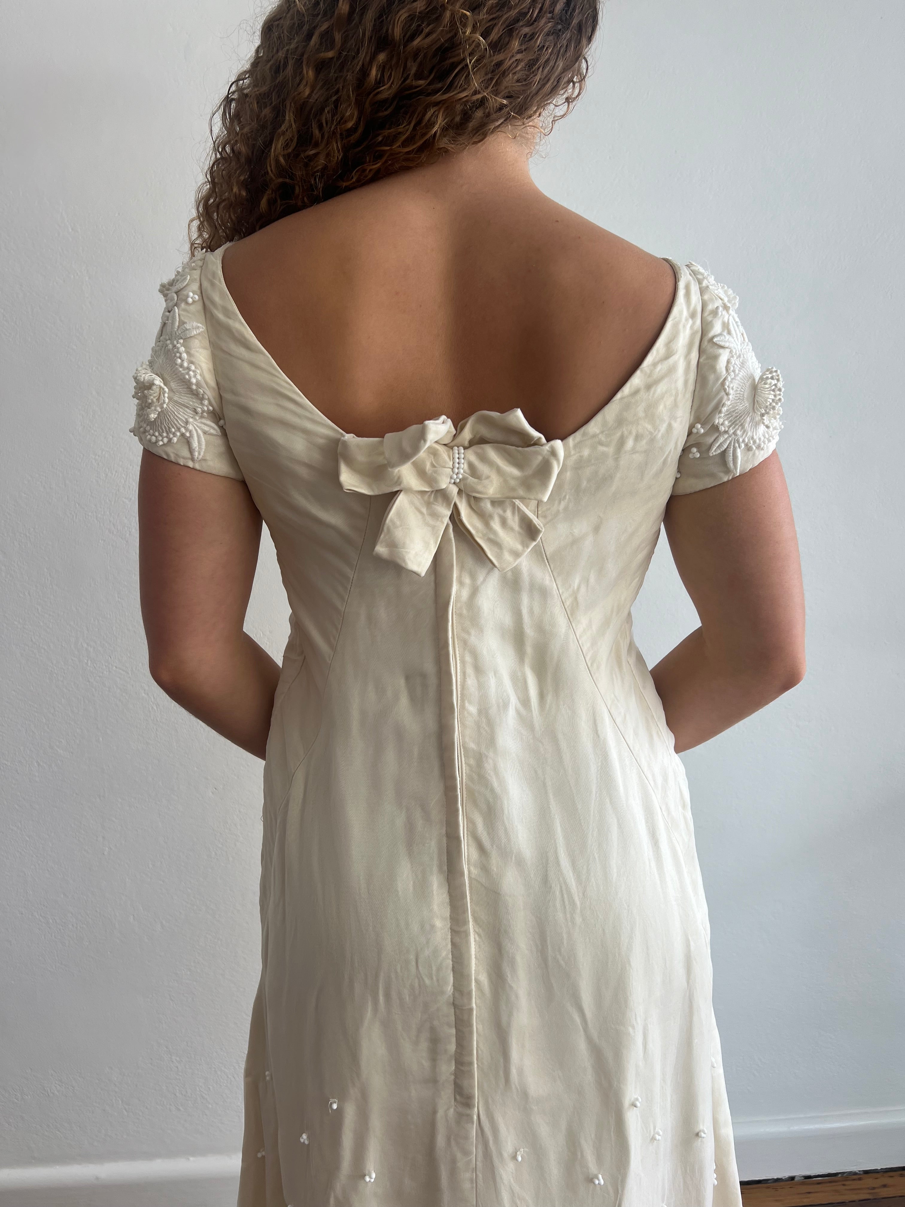 60s Priscilla of Boston Beaded Silk Organza Shift Dress