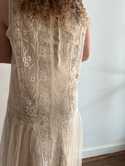 20s Silk French Net Lace Flapper Dress