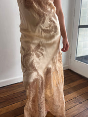 30s Blush Silk and Chantilly Lace Dress