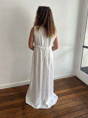 60s Boat-neck Dress with Detachable Train