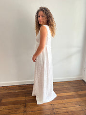 60s Boat-neck Dress with Detachable Train